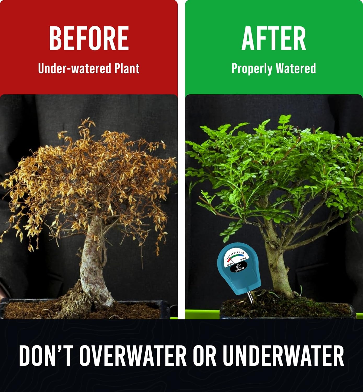 GROWIT Soil Water Monitor for Plants - Soil Moisture Meter | Hydrometer for Plants | Plant Moisture Meter Houseplants | Water Tester for Plants | Farming Indoor and Outdoor Plants-Teal