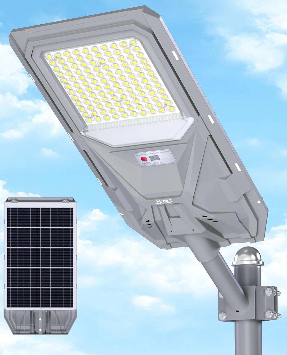 JAYNLT X-8500W Solar Street Lights,6500K Commercial Parking Lot Light Dusk to Dawn Dusk to Dawn,IP68 Waterproof Flood Security Street Lights Motion Sensor for Yard,Street