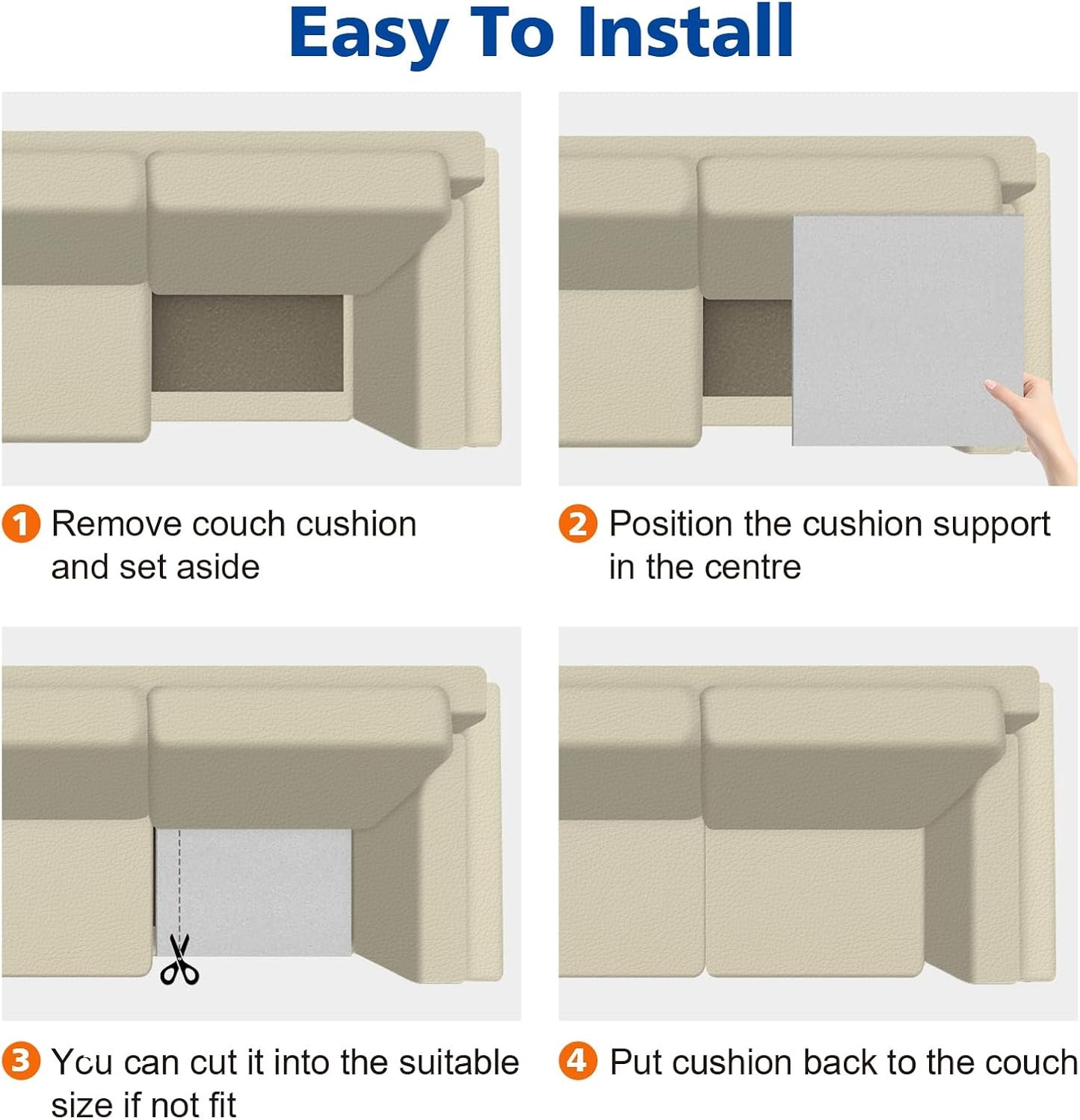 Couch Cushions Support for Sagging Seat 20"X 20"Insert pads Supports Board Sofa Furniture seat Cushion Under Sag Repair, Curved High Density Foam Replacement for Sectional Loveseat Chair Gray Set of 1