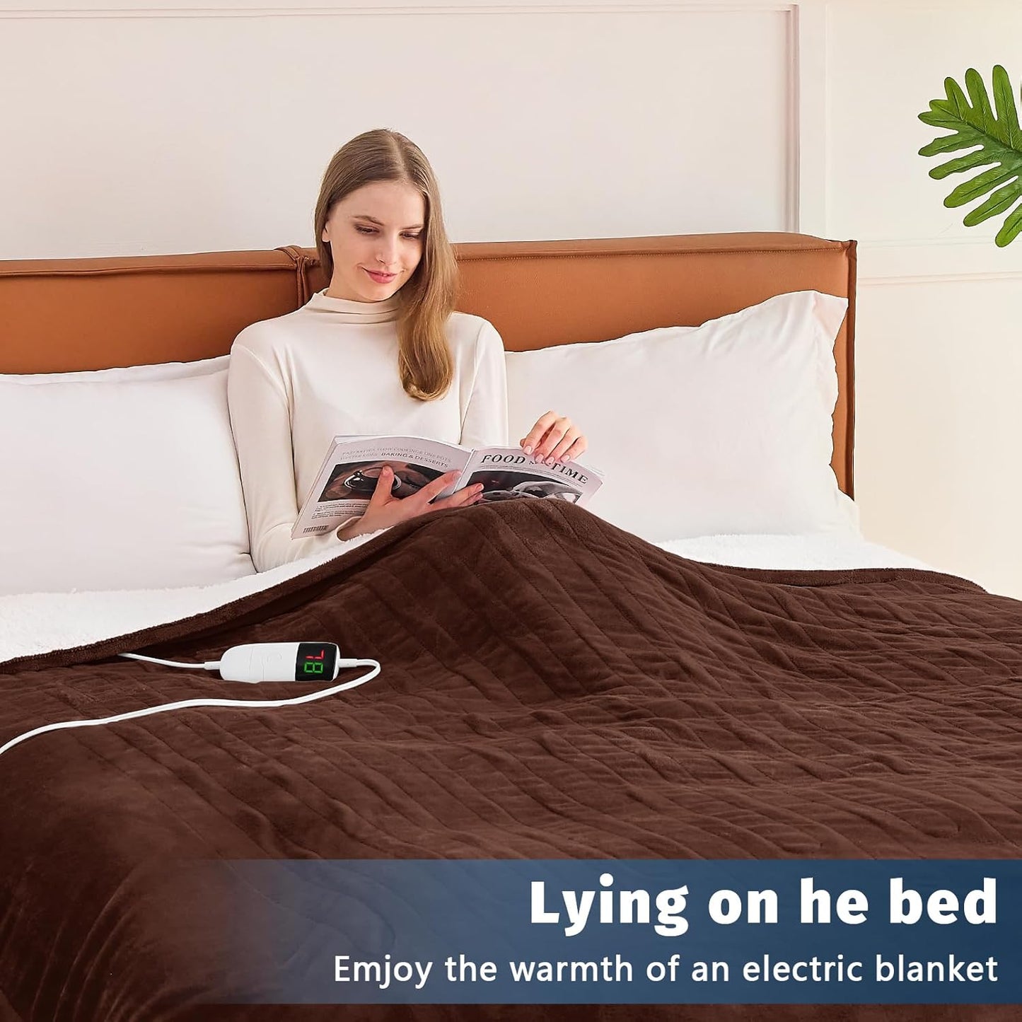 BOMOVA Heated Electric Blanket Twin Size - 62" x 84" Heating Blanket with 10 Heating Levels & 8 Hours Auto Off, Warm Flannel Blanket, Christmas Birthday Gifts for Women