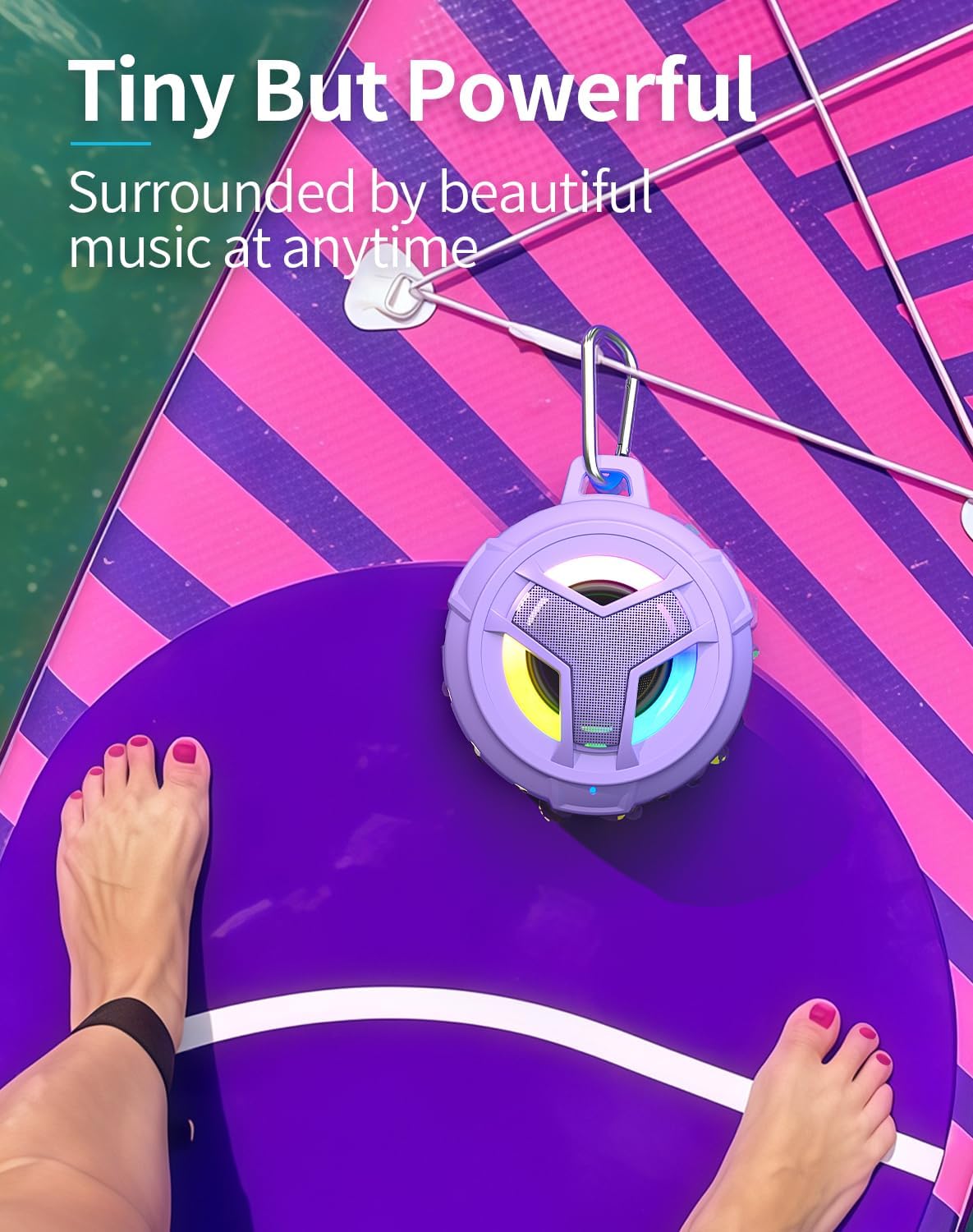 EBODA Bluetooth Shower Speaker, IP67 Waterproof Portable Wireless Small Speakers, Floating, 24H Playtime for Home, Beach, Pool, Kayak, Hiking, Boat Accessories, Gifts for Women, Girls - Purple