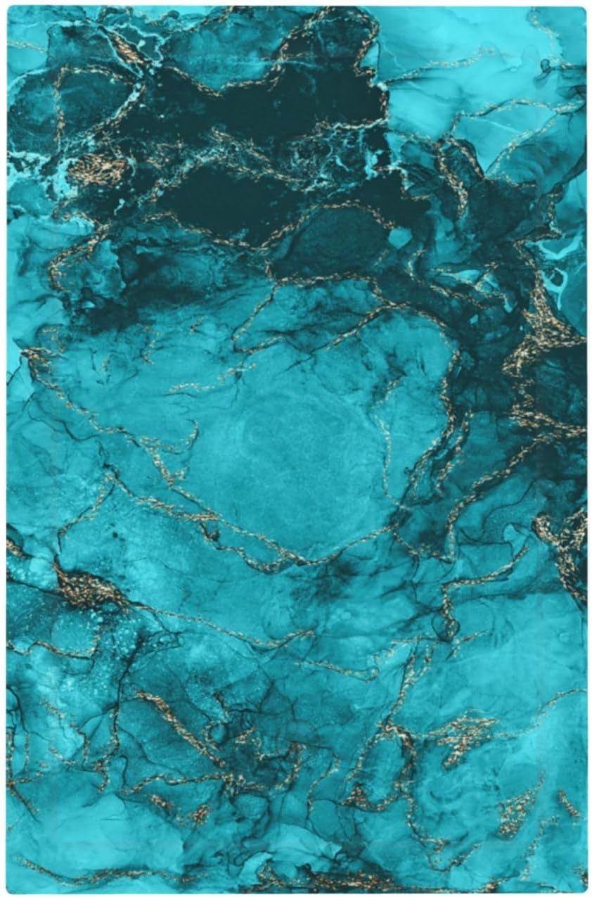 Decorative Light Switch Plate Covers Modern Abstract Turquoise Blue Marble Texture 1 Gang No Device Single Blank Outlet Covers Wall Plate Light Switch Covers for Bathroom Home Decor