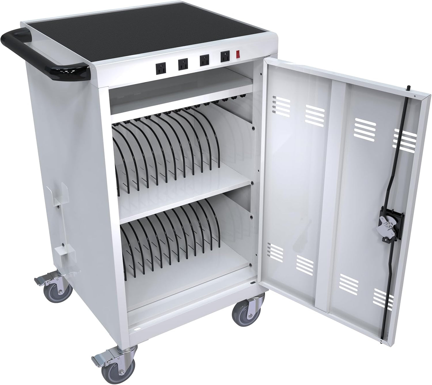 Laptop Charging Cart, 31+4 Charging Ports Laptop Storage Cart, 35-Bay Mobile Charging Cabinet for iPads up to 16.3", Chromebook Devices, Cord Management, Access Lock.School,Business.White