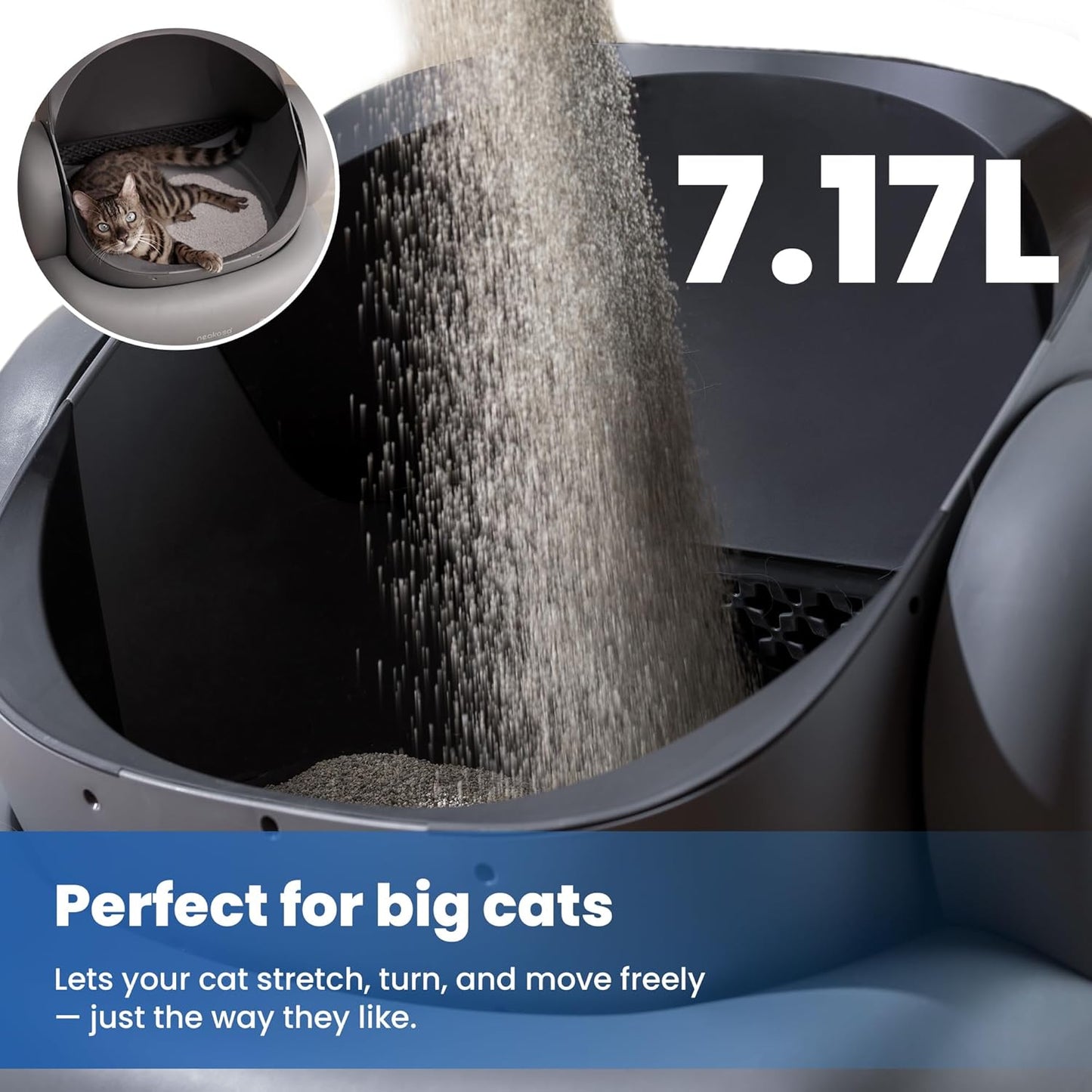 Neakasa M1 Plus Open-Top Self Cleaning Cat Litter Box, Automatic Cat Litter Box with APP Control, Odor-Free Waste Disposal Includes Trash Bags
