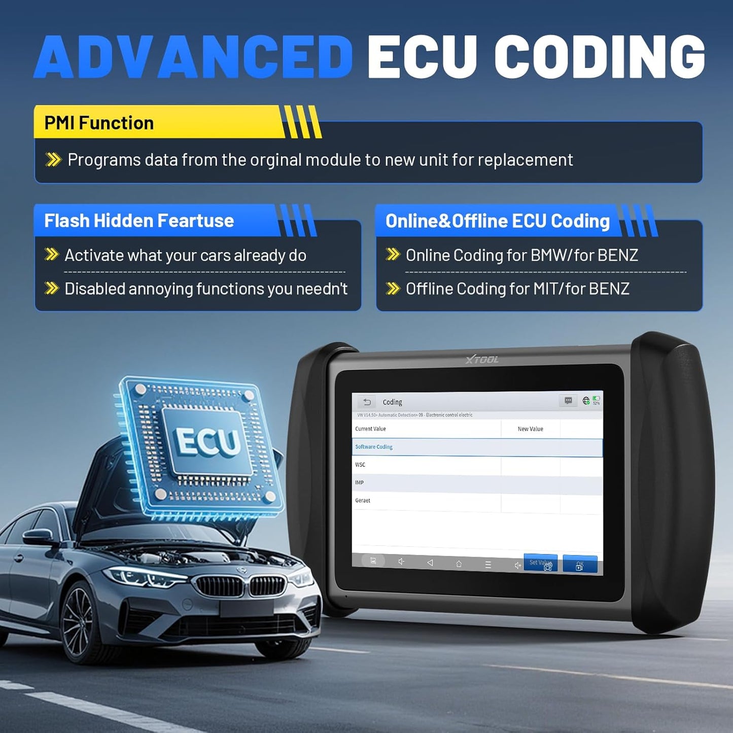 XTOOL IP819 V2.0 Bidirectional Scan Tool, 2025 Upgraded of D7 OBD2 Diagnostic Scanner with Active Test, PMI Function, 39+ Resets, ECU C0ding, FCA AutoAuth, All Systems Scanner for Cars, 3-Year Update
