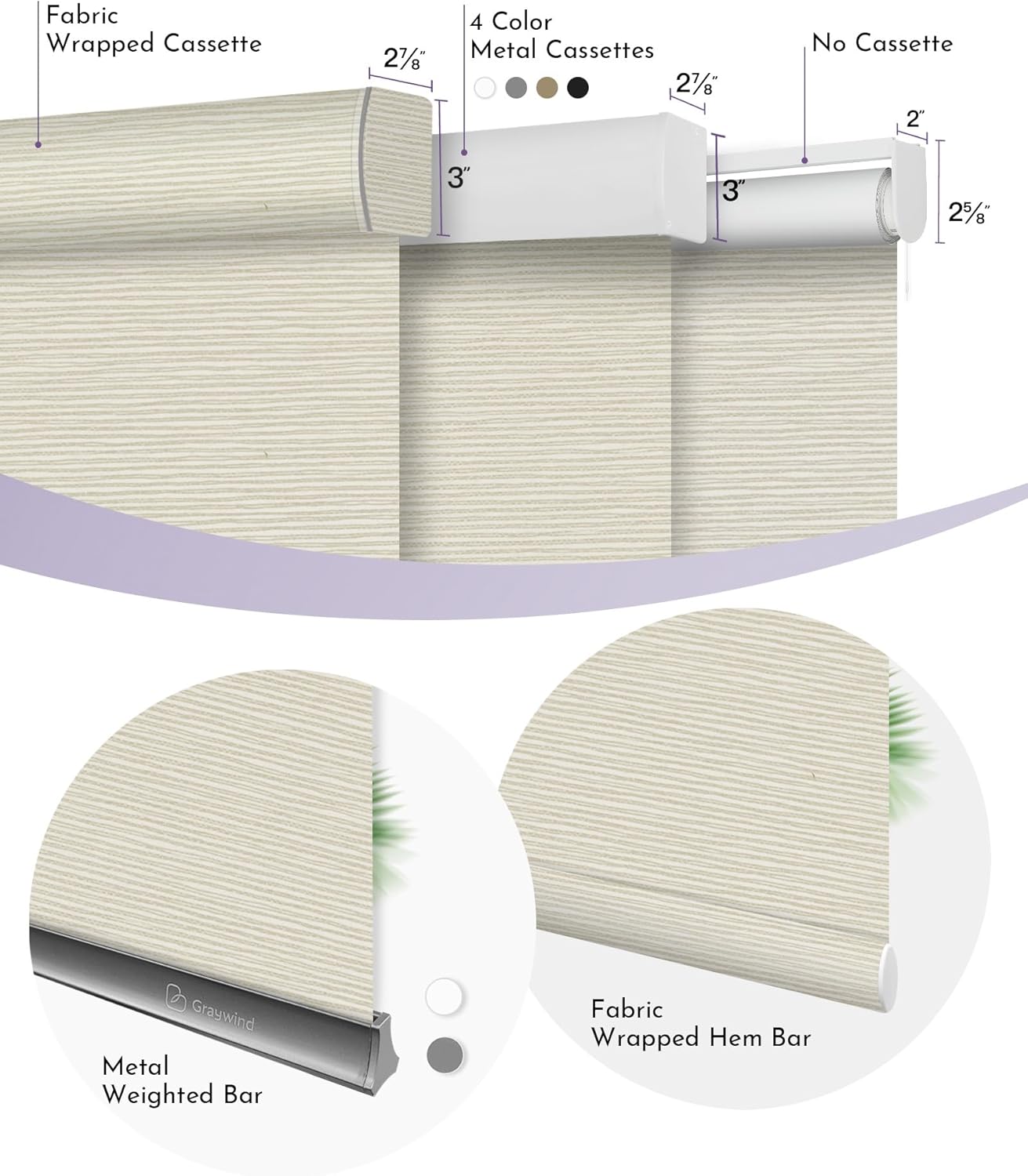 Graywind Smart Blackout Roller Shades Compatible with Alexa Google WiFi Hardwired Textured Gleaming Fabric Motorized Blinds Remote Window Shades, Custom Size (Striped Beige)