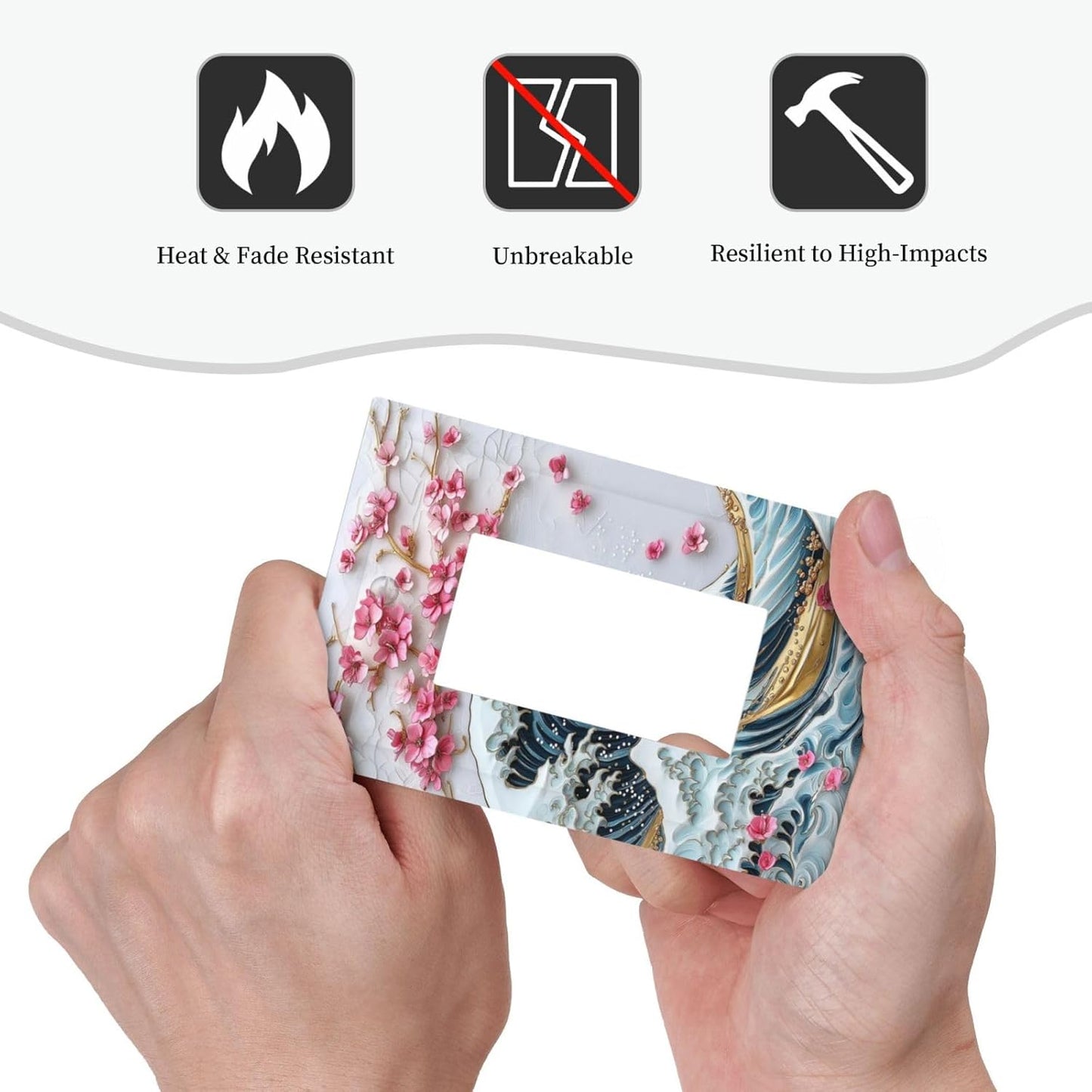 Decorative Outlet Covers The Great Wave Off Kanagawa With Sakura 1 Gang Single Rocker Light Switch Cover Plate Wall Plates GFCI Faceplate for Bedroom Bathroom Decor