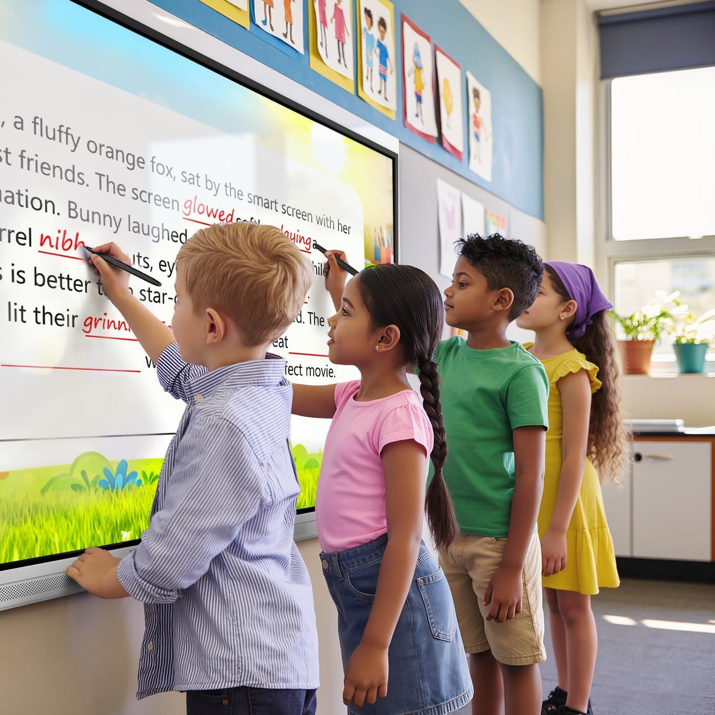 Smart Board, 75" Interactive Whiteboard with Google EDLA, Built-in Digital Whiteboard, Wireless Casting, Split-Screen & Unlimited Canvas for Business and Education (Wall Mount Included)