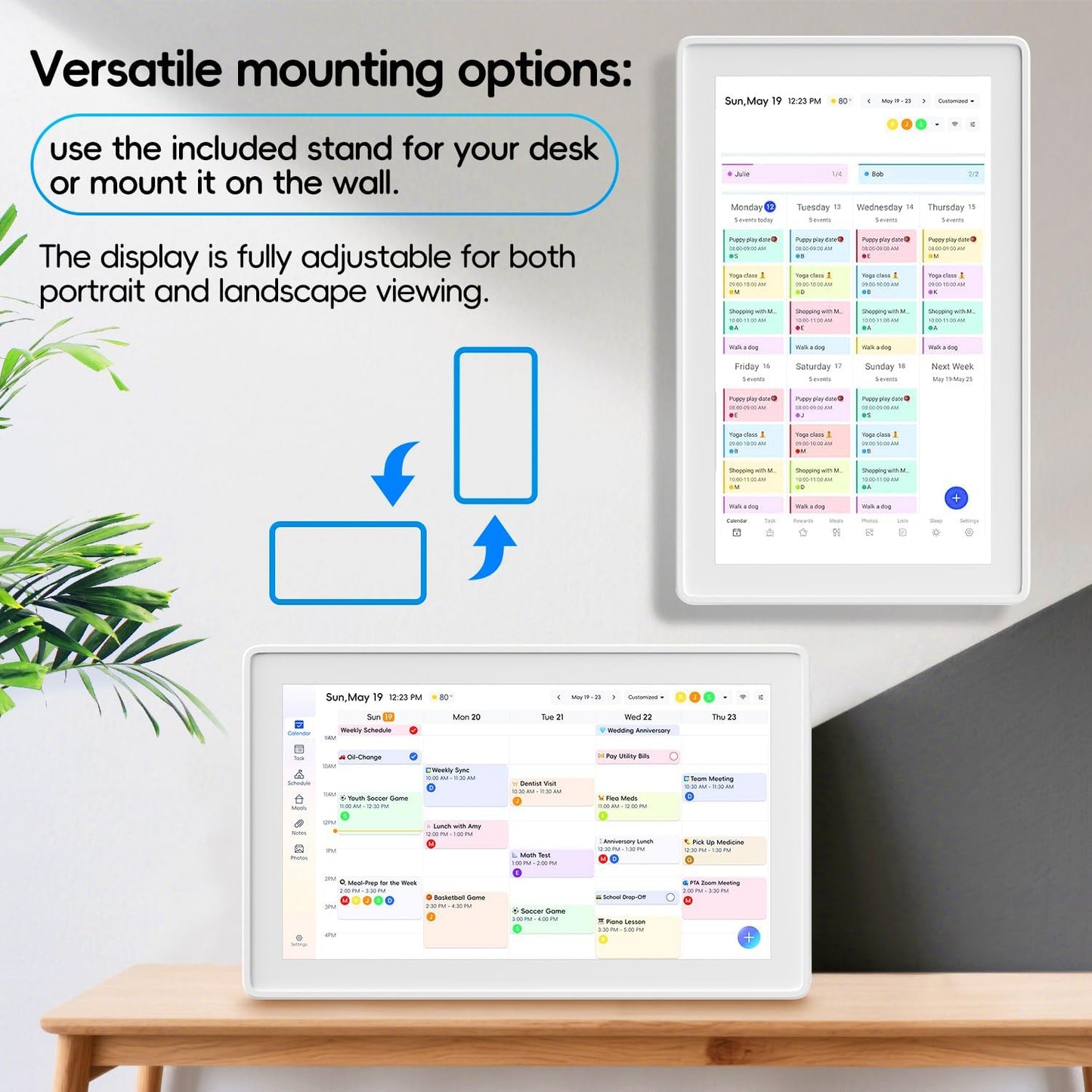 Digital Calendar, 15.6 Inch Wall Planner Electronic Calendar & Chore Chart, Smart Touchscreen Interactive Display for Family Schedules, Great for Organizing Your Routines, Wall & Desk Mountable White