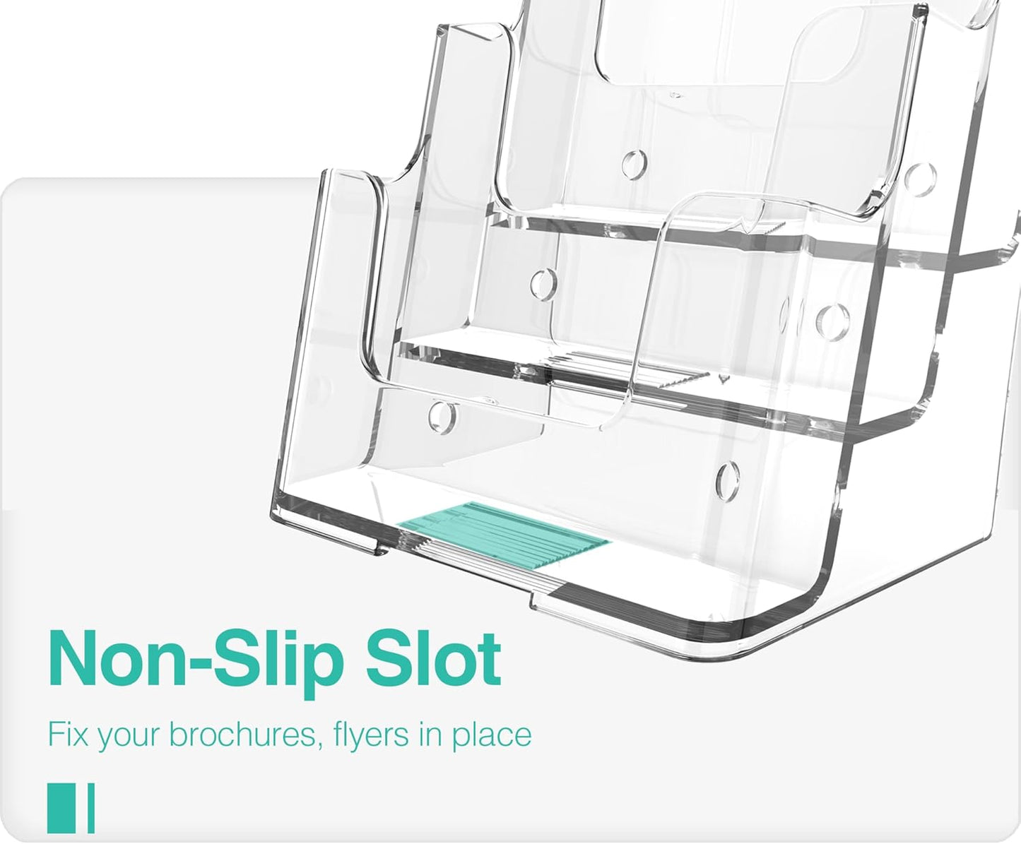 Brochure Holder 6x9 Inch 4 Tier Acrylic Literature Holders Clear Plastic Flyer Display Stand Countertop Use or Wall Mount Pamphlet Holder Organizer for Office, Lobby, Hotel, Trade Show, 2 Pack