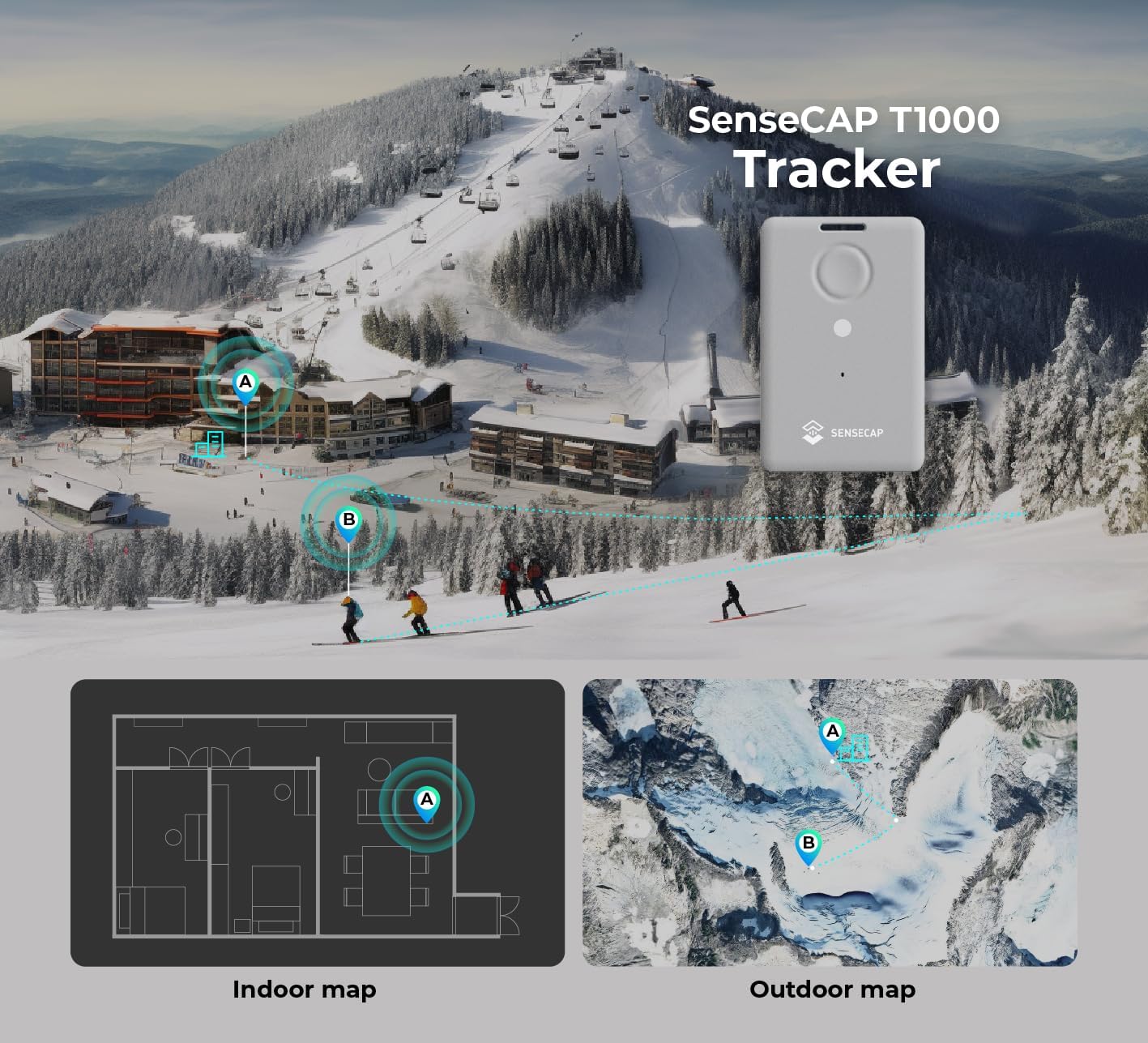 seeed studio T1000-A GPS Tracker with Temp, Light, Motion Sensor, LoRaWAN, Bluetooth and Wi-fi Transmission, Bluetooth, Wi-fi, Panic Button and Buzzer, GNSS, 6.5mm Card Size, IP65 Waterproofing