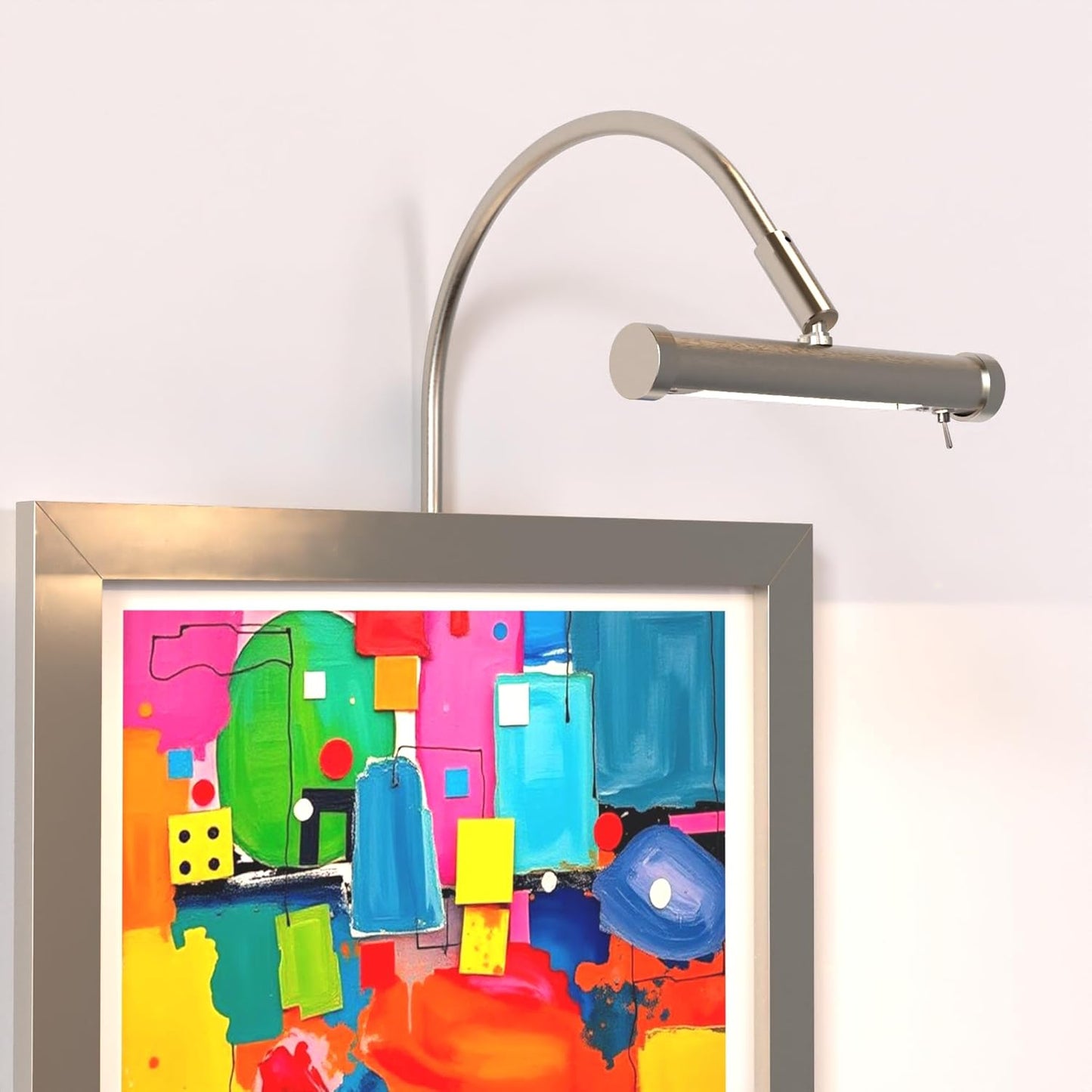 Cocoweb 6 Inch Tru-Slim Satin Nickel Picture Light - LED, 2700K, Adjustable Arm, Plug-in, Toggle Switch, Sleek and Compact Design