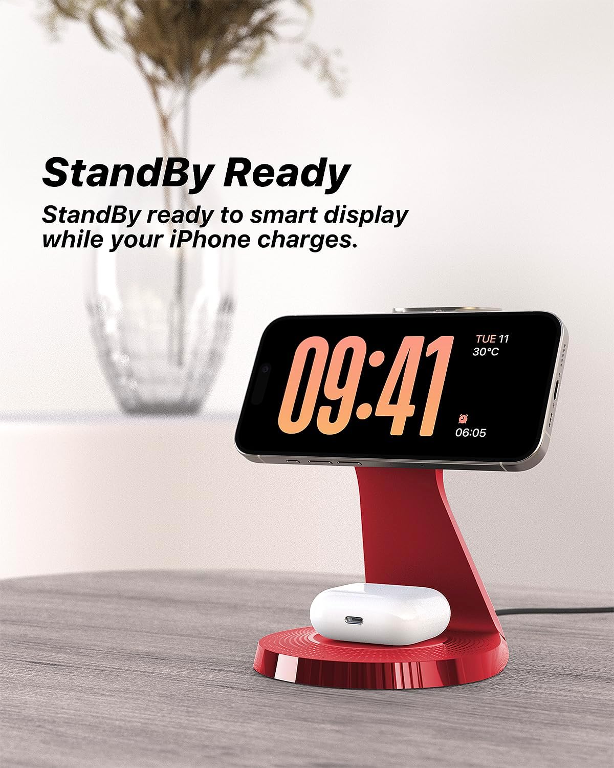 3 in 1 Charging Station for Apple Devices,Mag-Safe Charger Stand Fast Charging,Wireless Charger for iPhone 17/ Air/16/15/14/13/12 Series,& AirPods,& iWatch(USB-C Charger Included)