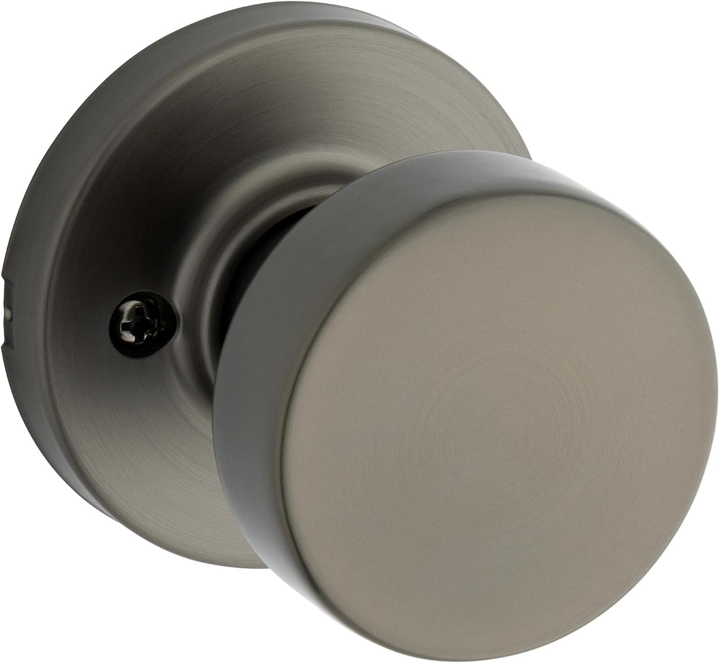 Kwikset Pismo Round Dummy Door Knob, Single Sided Handle for Closets, French Double Doors, and Pantry, Gunmetal Non-Turning Interior Push/Pull Door Knob