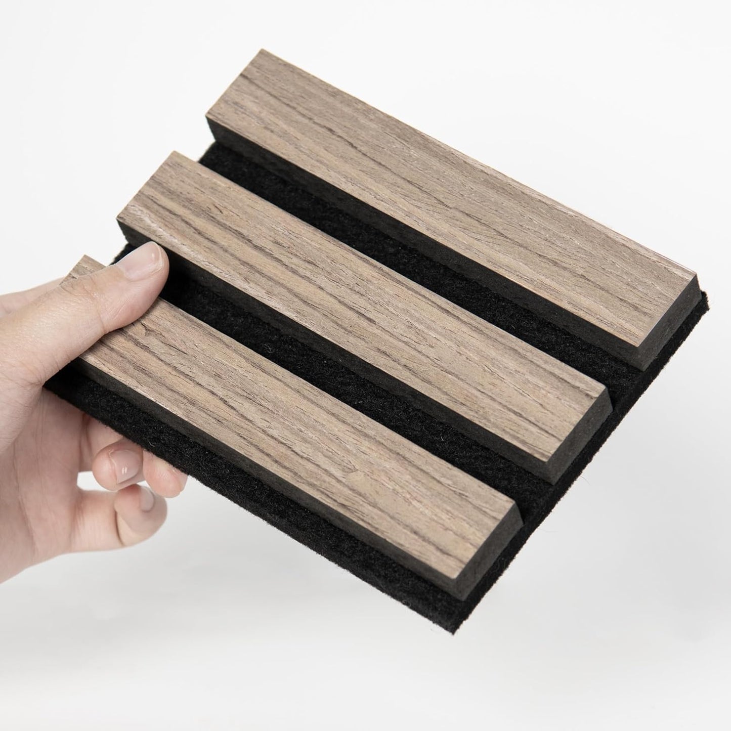 Sample Wood Salt Acoustic Wall Panels, Soundproof Wooden Wall Panels, 3D Fluted Sound Absorbing Panel, Rustic Walnut, Sample Pack