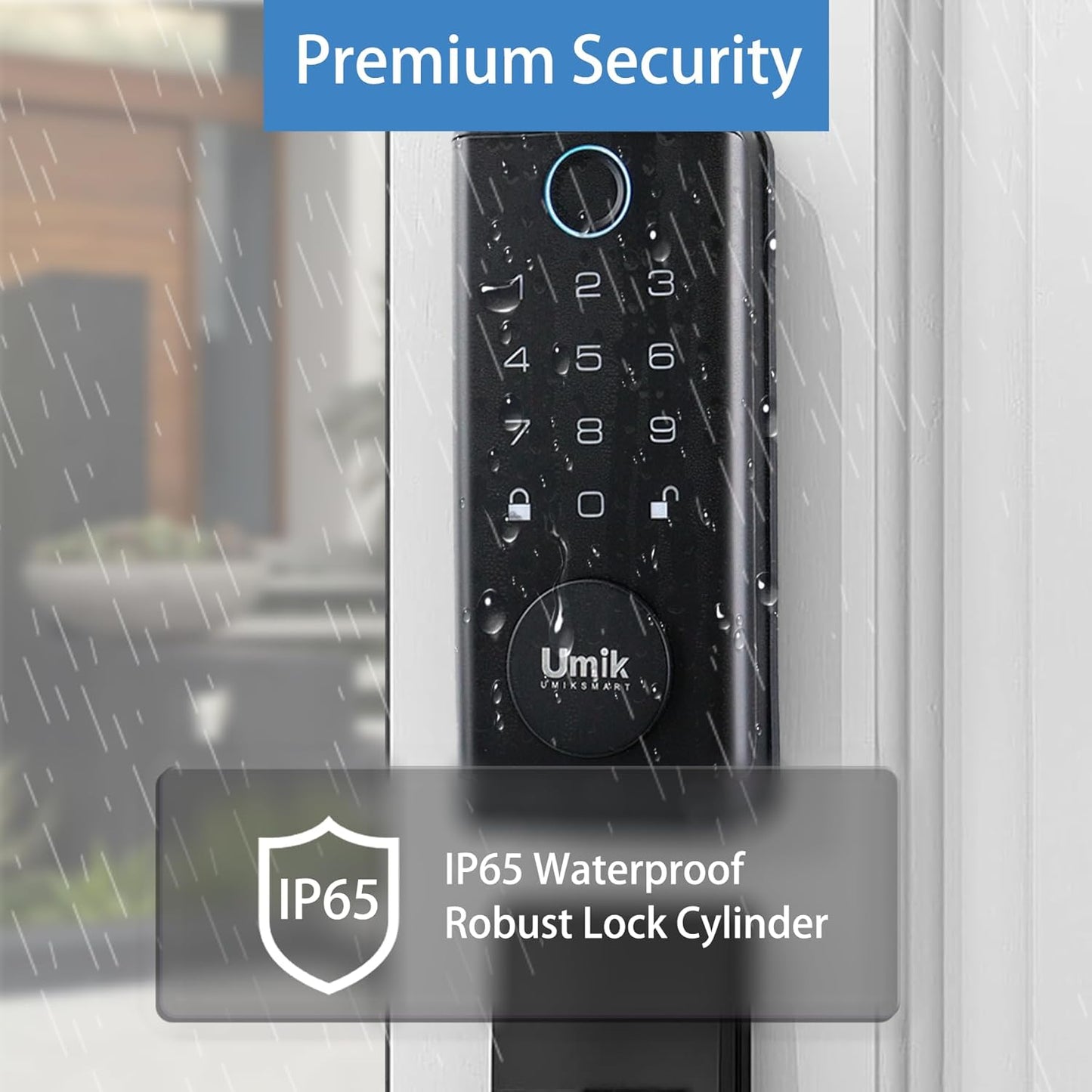 Fingerprint Door Lock with Handle Set, Keyless Entry Smart Door Lock, Electronic Keypad Deadbolt Locks, App Control for Front Door, Home (Matte Black in Zinc)