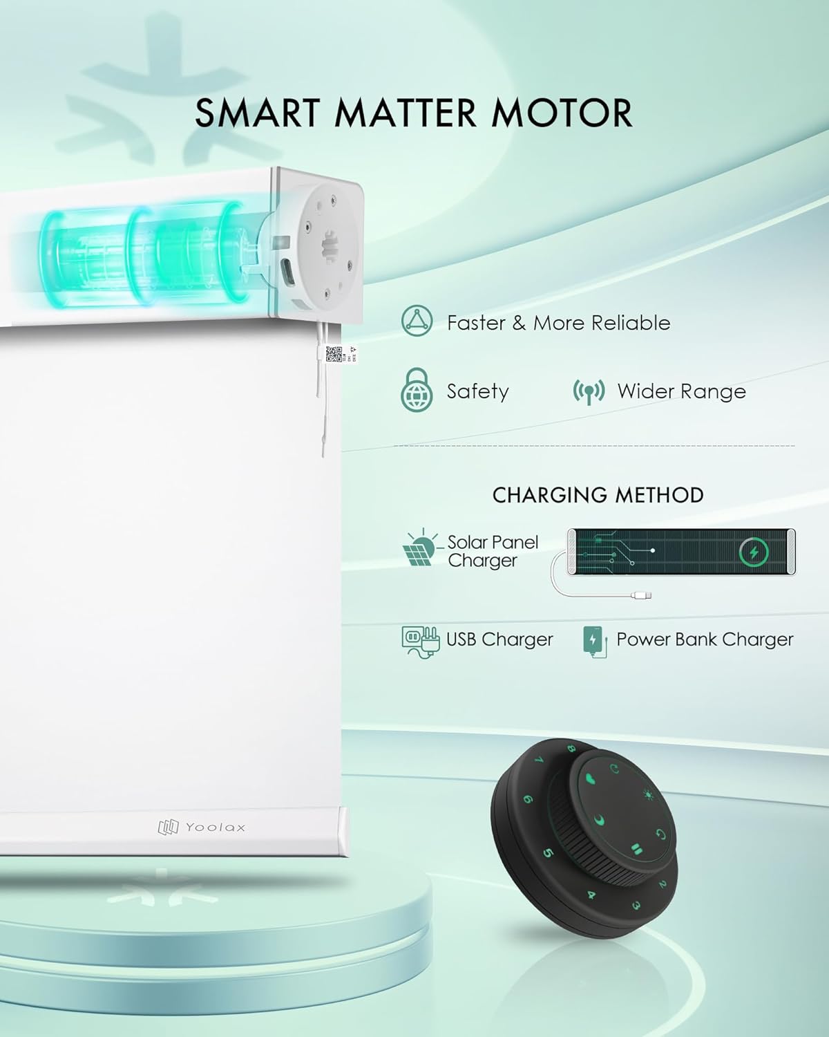 Yoolax Smart Blinds, Motorized Matter Roller Shades Light Filtering Automatic Blinds for Windows Motorized Shades Compatible with Alexa, Google Home, Homekit(Half Shading Pure White)