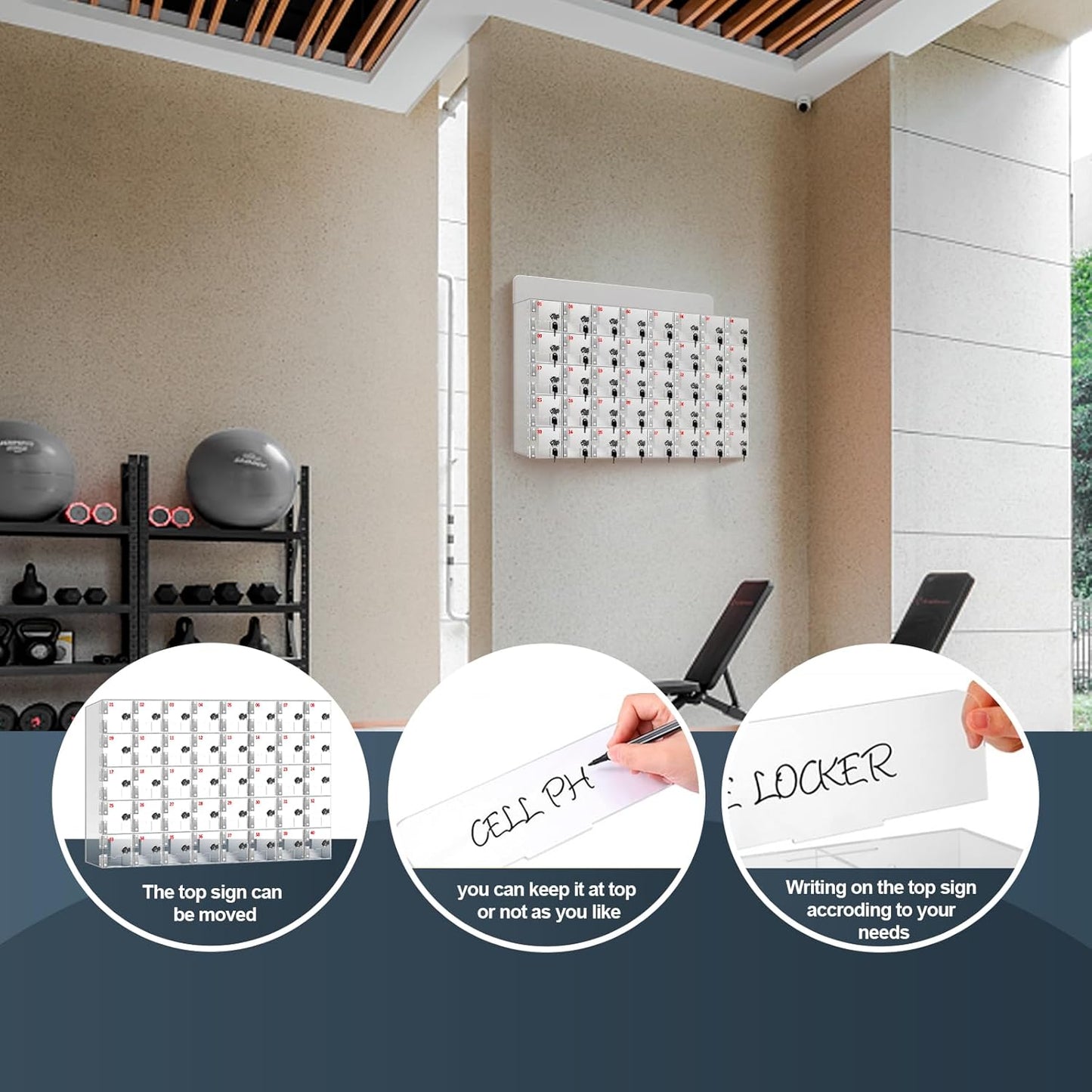 40 A Slots Cell Phone Locker Box, Clear Phone Storage, Acrylic Cell Phone Lock Box with Door Locks and Keys, Wall Mounted Cell Phones Cabinet for Office School Classroom Factory