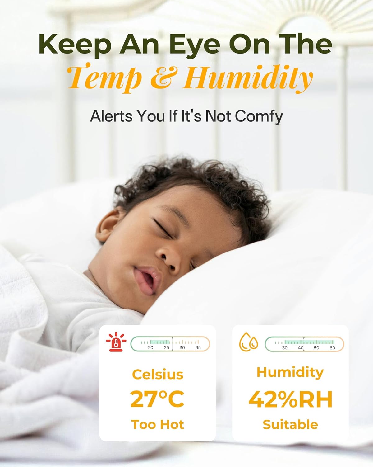 ARENTI Baby Monitor with 2 Cameras, Cry&Motion Detection, 2K Smart Baby Camera with 5'' Upgraded Wireless Display, 2 Way Audio, Super Night Vision, Lullabies, Breathing Light, Temp&Humidity Sensor