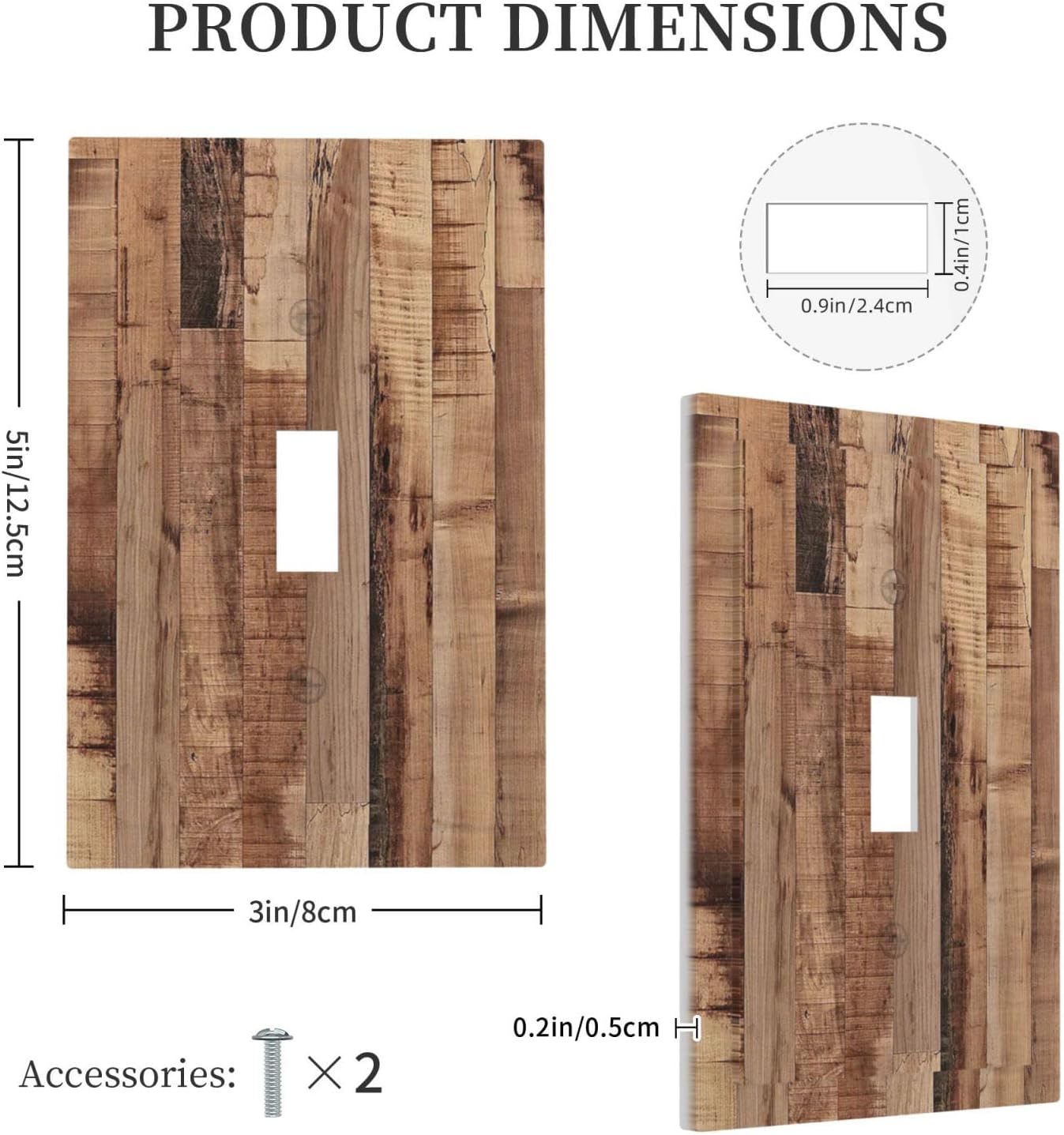 Decorative Light Switch Cover Rustic Brown Wood Grain 1 Gang Single Toggle Device Electrical Faceplate Switchplates Decorator Outlet Wall Plate for Farmhouse Kitchen Decor