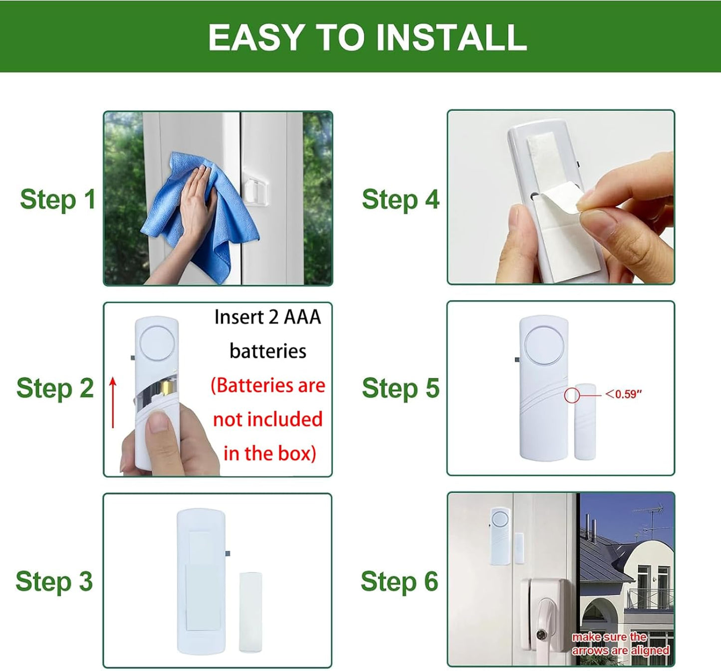 Door Window Alarm, 90dB Door Alarms Sensor for Kids Safety, Home Security, Door Window Burglar Alarm, Window Pool Alarms for Home, Apartments, Offices, Hotel Rooms (25pack)
