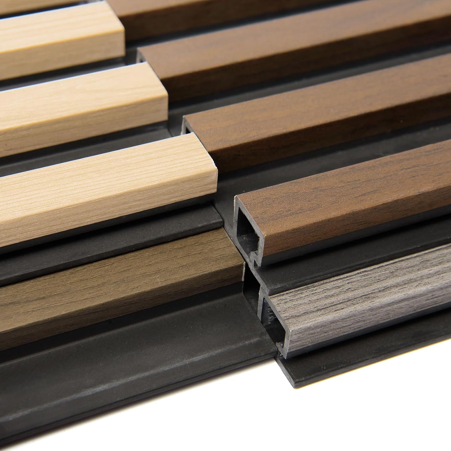 Art3d 4-Pack 6 x 6 Inch WPC Wood Slat Wall Panel for Interior Wall Décor, 3D Wood Fluted Acoustic Wall Paneling for Living Room Bedroom Home & Office - 4 Colors