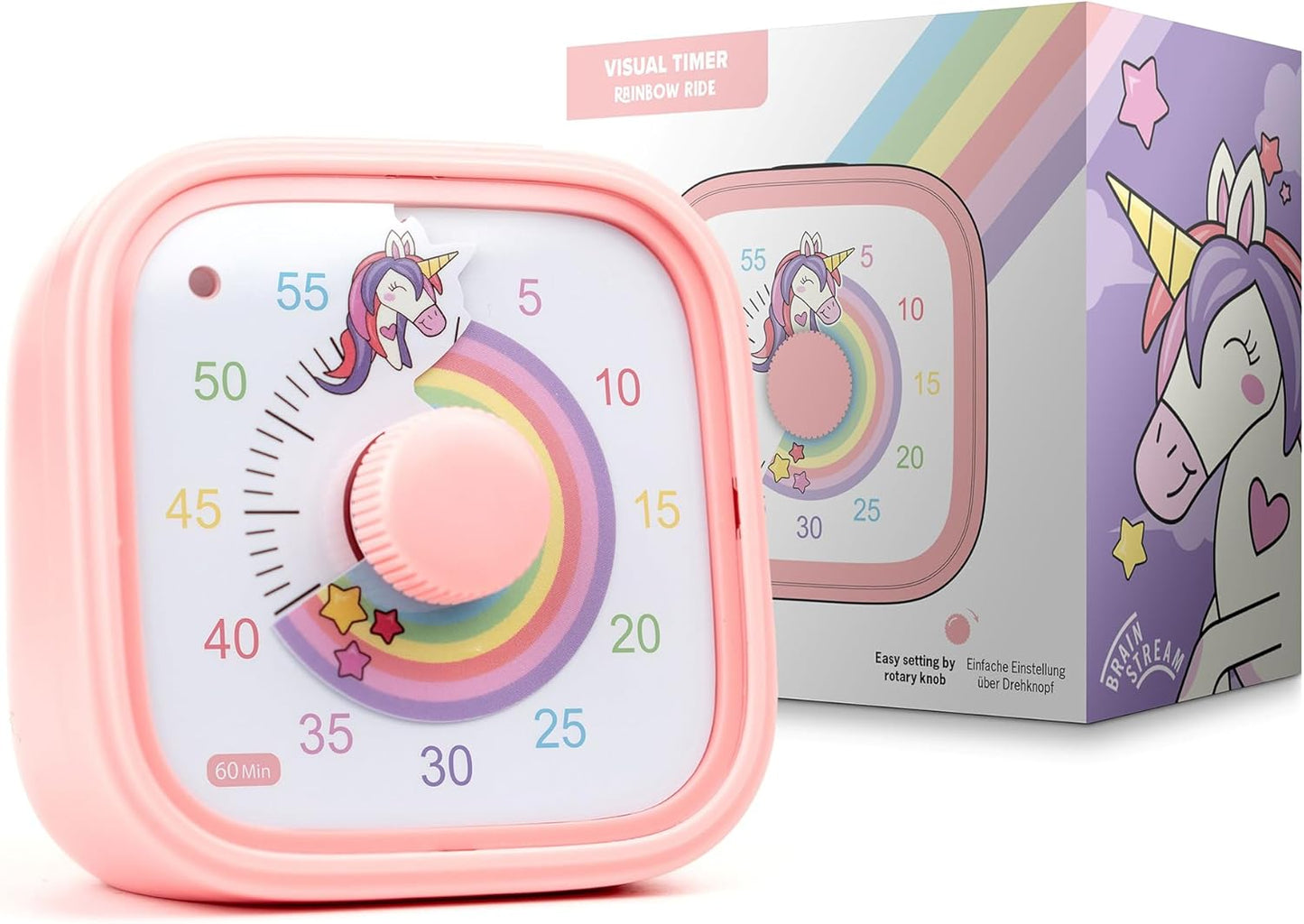 Visual Timer for Kids – Rainbow Ride Clock - Silent Time Management – 60 Minute Countdown – Focus and Productivity Tool – for Classroom, Toddlers, Study, Toothbrush – Fun Design – Adjustable Alarms