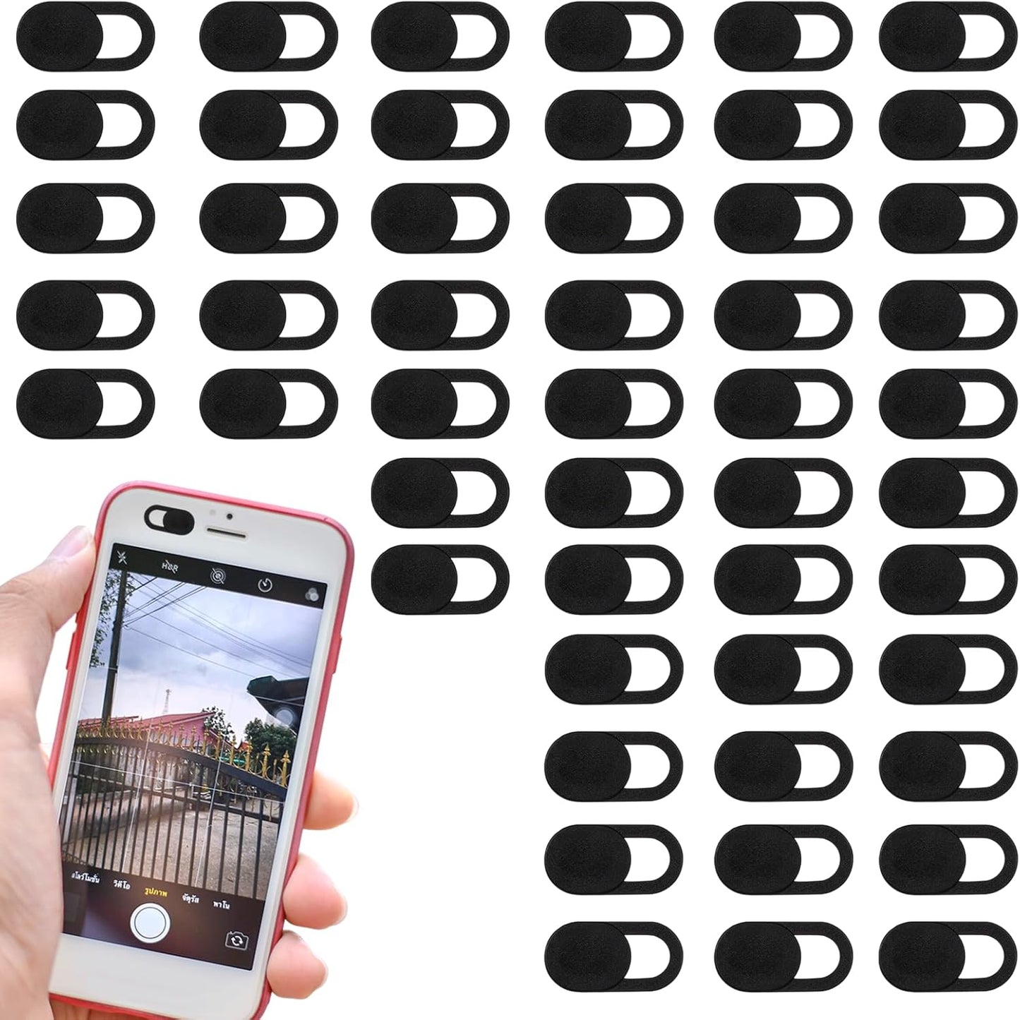 50 PCS Webcam Cover Slide, 0.023 Inch Ultra-Thin Universal Web Camera Cover for Laptop, Computer, Phone–Secure Privacy with Smooth-Sliding Camera Cover(Black)