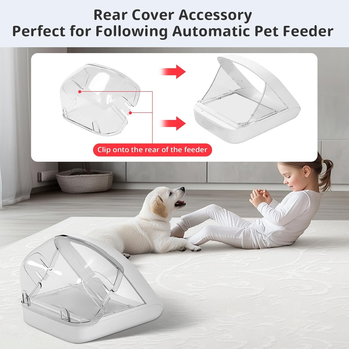 Rear Cover for Automatic Microchip Cat Pet Feeder - Prevents Persistent Pet from Getting Food from The Back of The Feeder (2 Pack)
