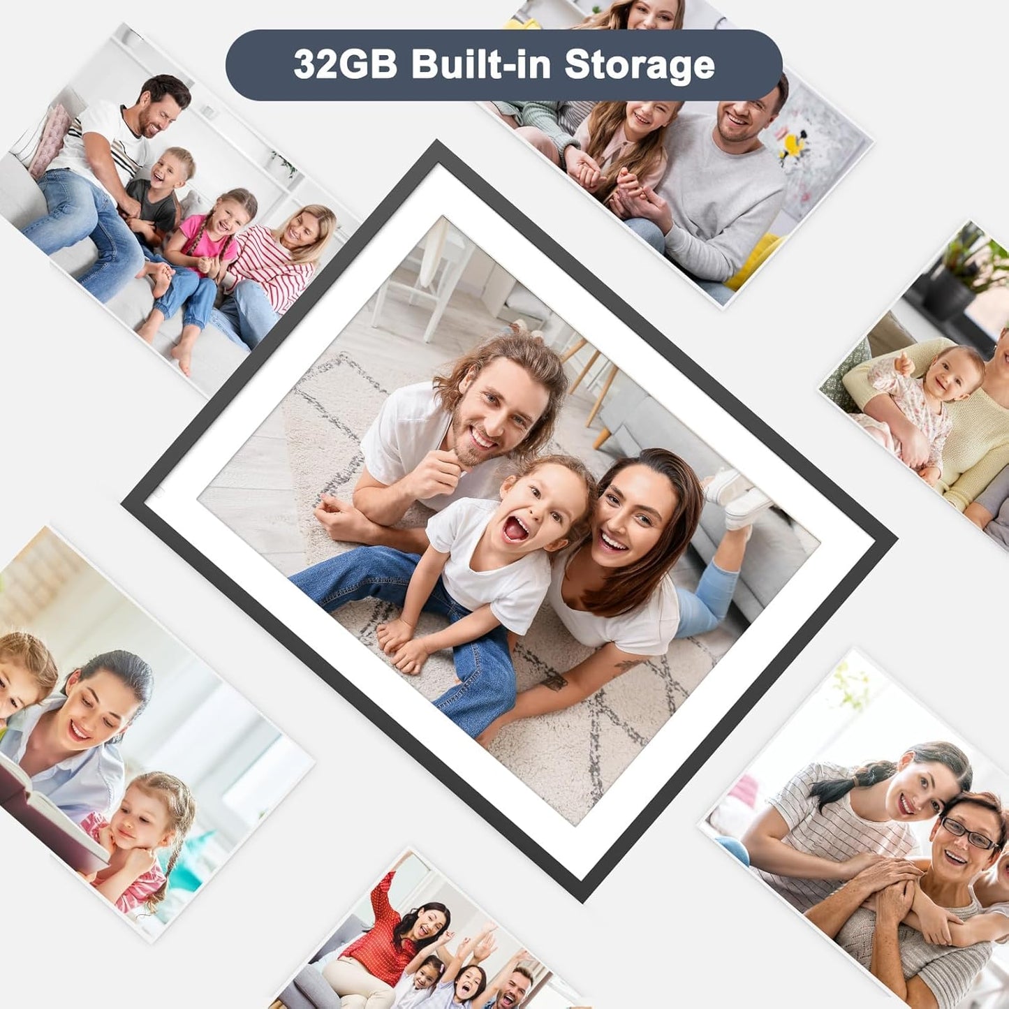 Digital Picture Frame 16.2 Inch Large Digital Photo Frame - 32GB Wall Mountable Wi-Fi Electronic Photo Frame, Auto-Rotate, Share Photos Video via App Email, Free Cloud, Christmas Gifts for Mom Dad