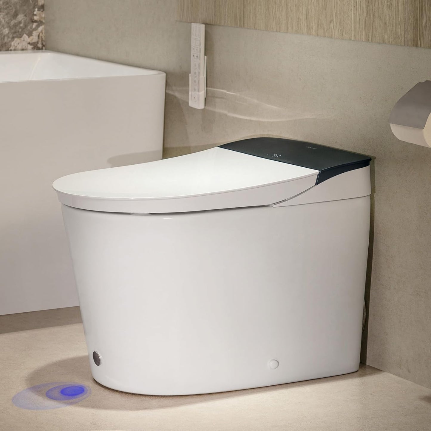 CANEST Smart Toilet with Bidet Built in, Foam Dispenser, Auto Temp Control Wide Heated Seat&0.1s Instant Water, Full-Area Seat Sensor, Auto Open/Close, Foot Sensor, Auto Deodorization, Remote(FC-002)