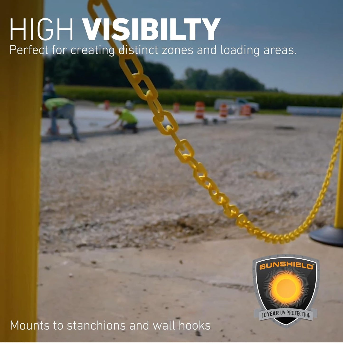 US Weight Security Chain with Plastic Chain Links Enhanced with SunShield UV-Resistant Technology, Made in The USA