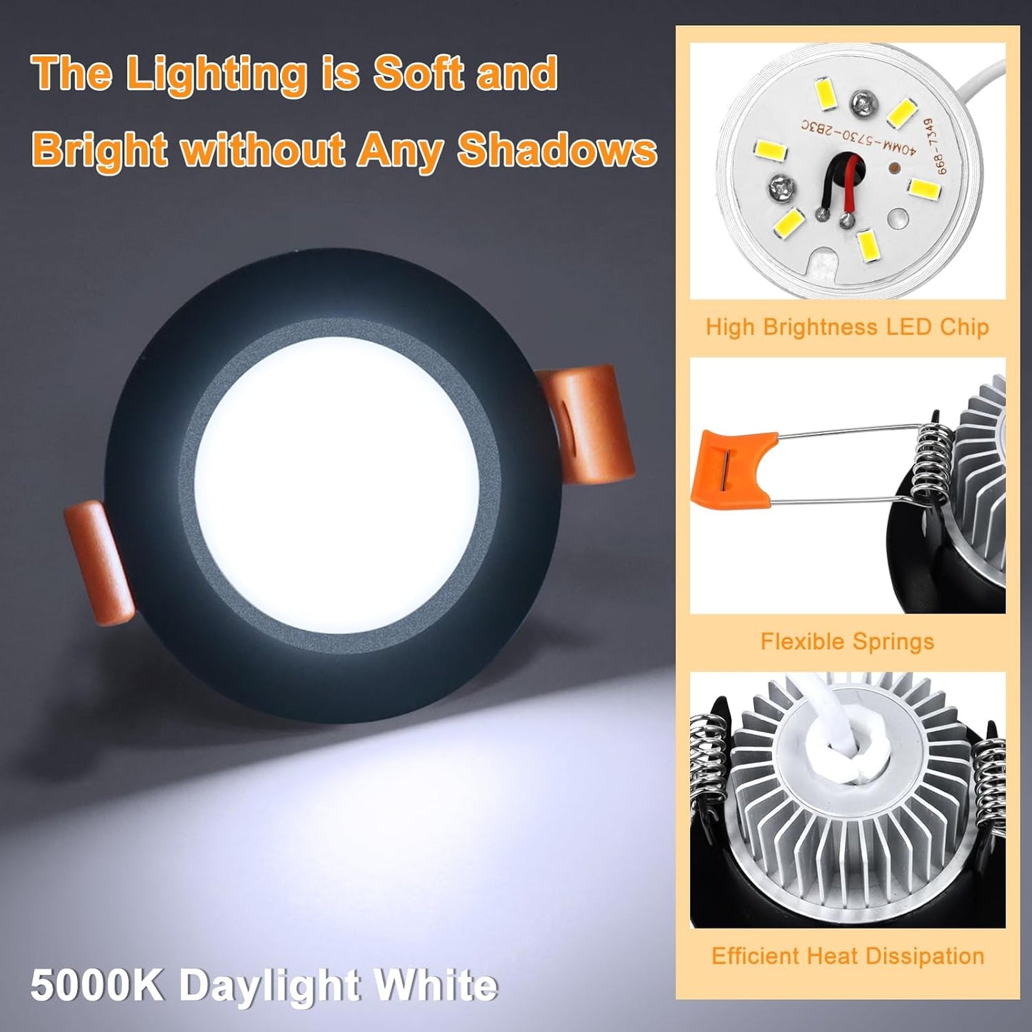 YGS-Tech 2 Inch LED Recessed Lighting, Dimmable Downlight 3W(35W Halogen Equivalent), CRI80, 5000K Daylight White Ceiling Light with LED Driver (10 Pack)