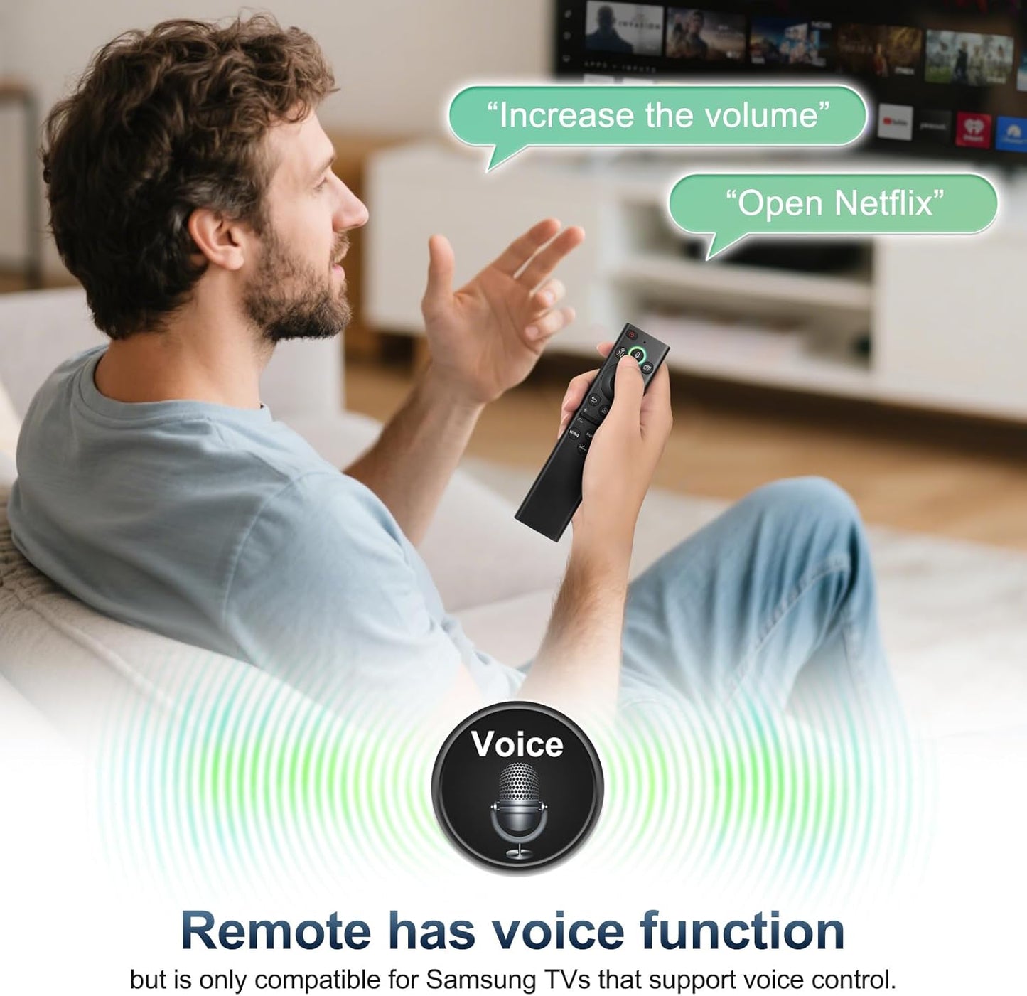 for Samsung-Smart-TV-Remote-Control-Replacement,Universal Remote for 2019 2025 Samsung Frame Curved Crystal Smart TVs, with Voice Control