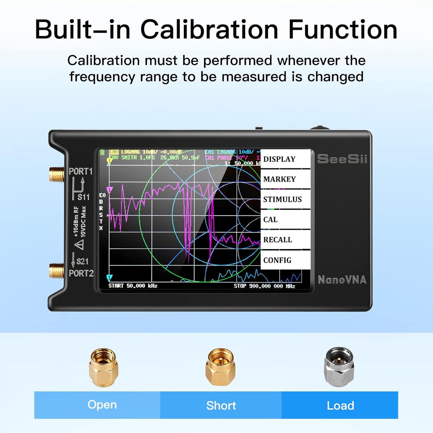 SEESII NanoVNA-H4 Vector Network Analyzer with 32GB Card, Latest V4.4 9KHz-1.5GHz HF VHF UHF 4" Touch Screen Nano Vna h4 Antenna Analyzer Measures Voltage Standing Wave Ratio, Phase,Delay,Smith Chart