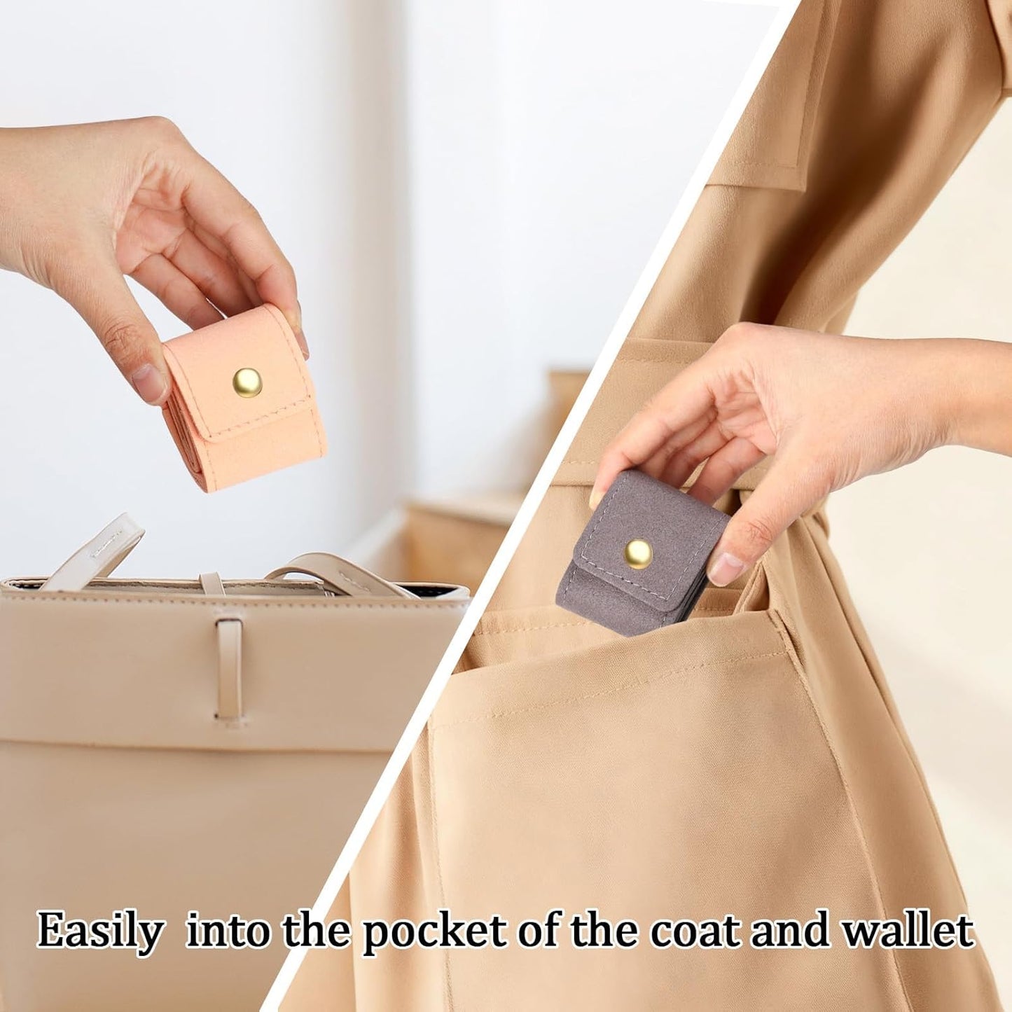 logohu 3Pcs Mini Travel Jewelry Bag Foldable, Small Travel Jewelry Case with Buckle, Portable Velvet Jewelrys Organizer for Necklace Ring Earring Bracelet
