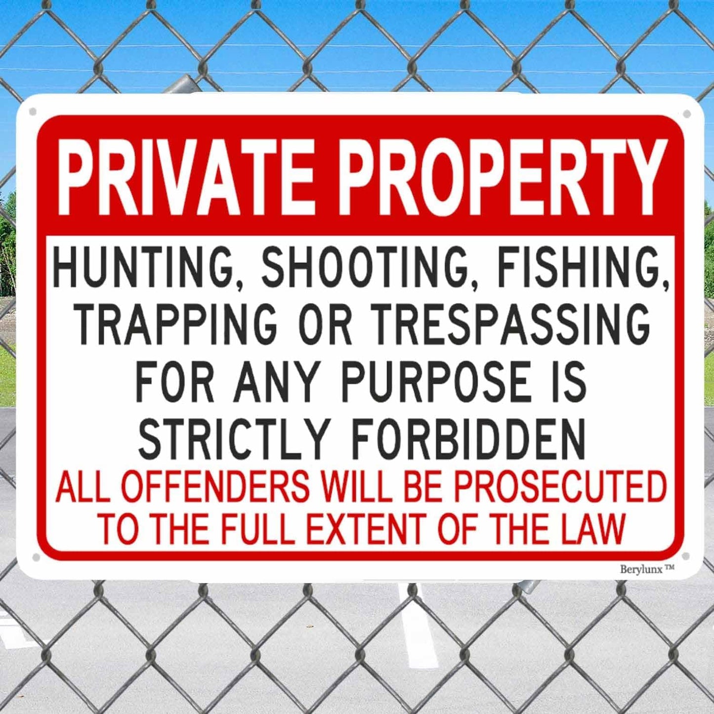 Private Property Signs,No Trespassing Sign,Outdoor Safety Signs,No Fishing Sign "Private Property" 16"x24" Aluminum Sign