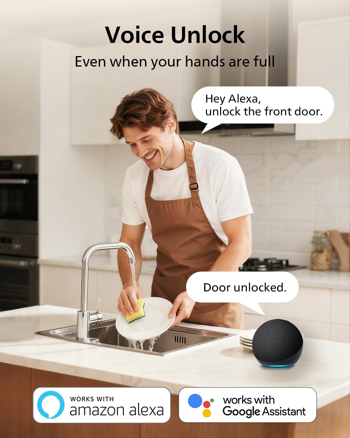 Philips Built-in WiFi Smart Lock, Keyless Entry Door Lock with App, Touchscreen, Indicator Light, Fingerprint Door Lock — Compatible with Alexa & Google, Splash-Proof Design, Includes 8 Batteries
