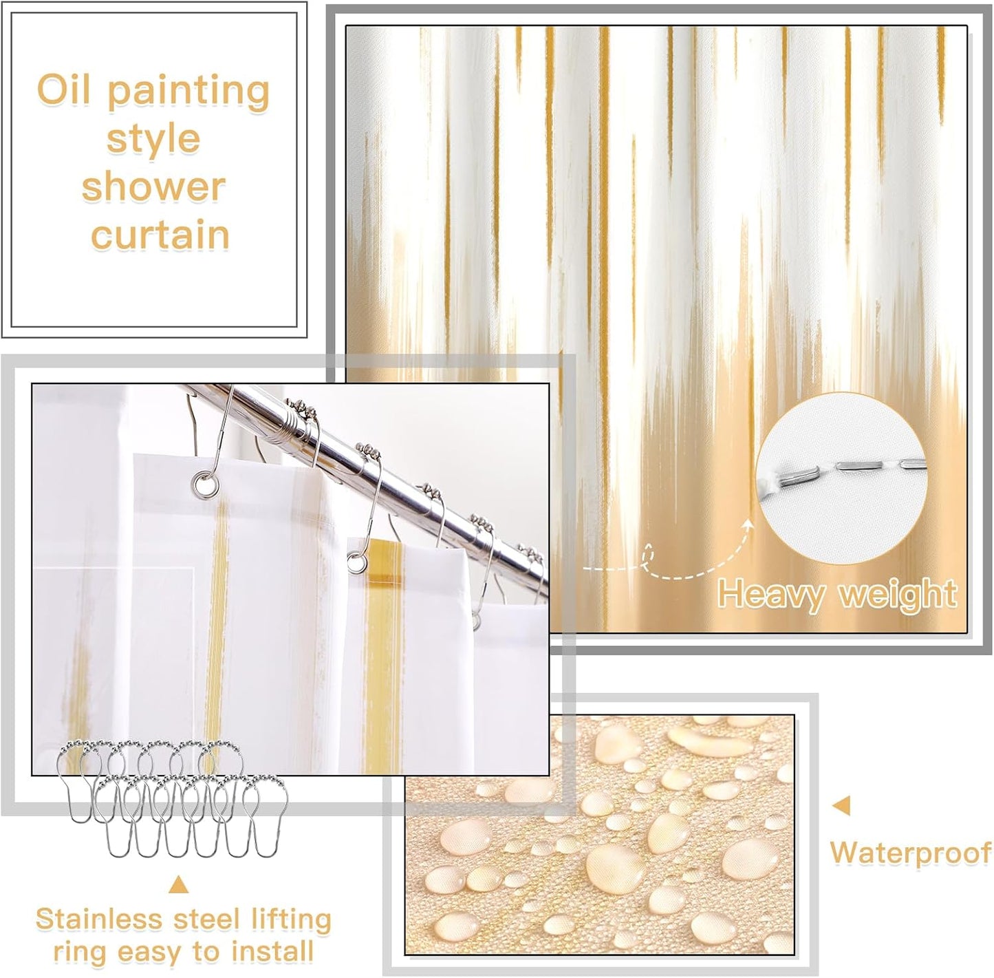 32PCS Bathroom Sets with Shower Curtain and Rugs-Beige Bathroom Accessories,Non Slip Bathroom Rugs Set with Toilet Lid Cover, Waterproof Shower Curtain, 3PC Soap Dispenser with Trash Can