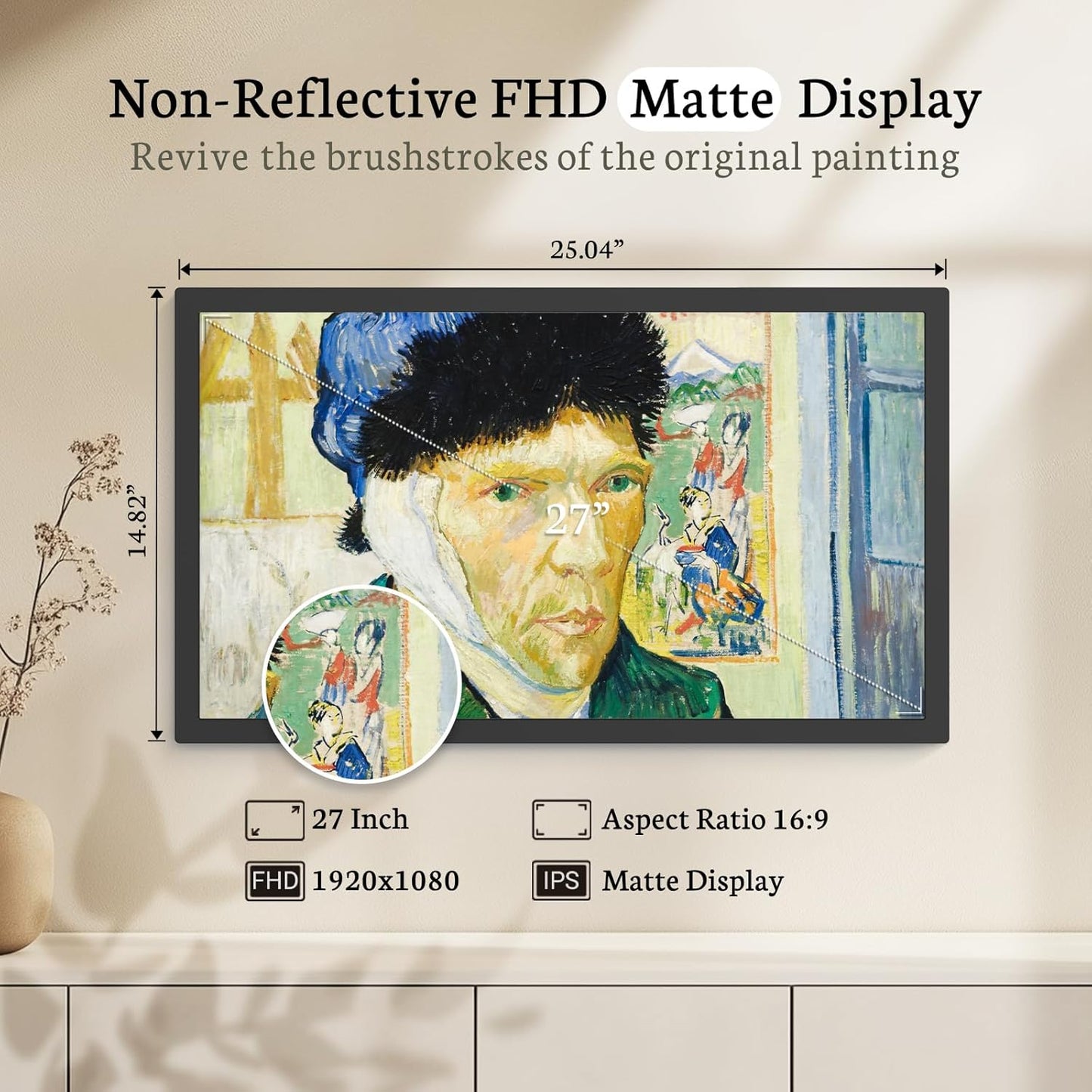 BSIMB Large Digital Picture Frame 27 Inch, 1920x1080 FHD WiFi Digital Photo Frame Electronic 32GB Display, Wall Mount Included, Share Pictures/Videos via App Easy Setup Gifts for Mom(Non-Touch), Black