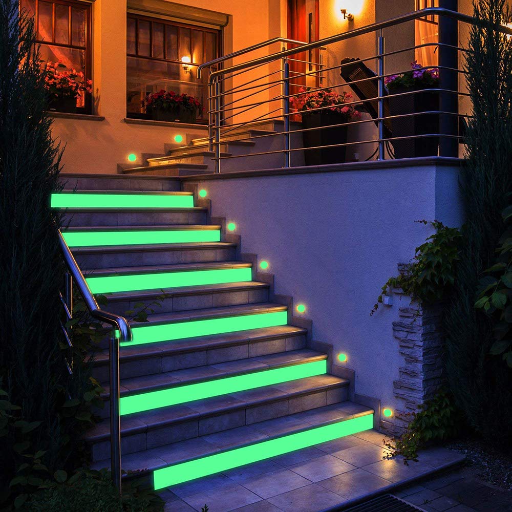 LLPT Glow in The Dark Tape 2” x 33 Ft Self Adhesive Neon Luminous Tape Rechargeable Brightness Fluorescent Sticker Tape for Sport Gears Night Part DIY Craft Color Green (GD233G)