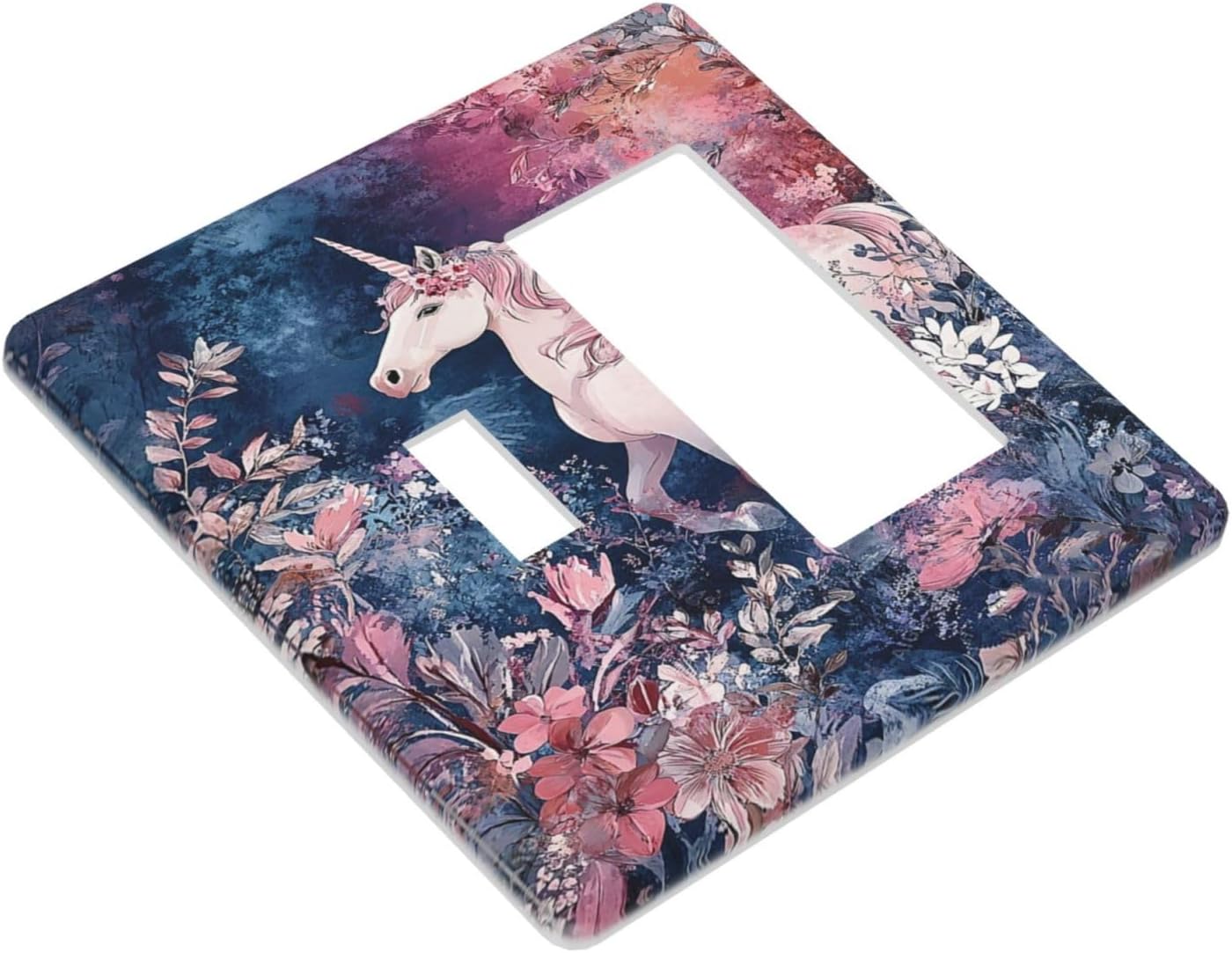 Outlet Covers Fantastic Pink Unicorn Wildflower Forest 1 Toggle 1 Rocker Combo Light Switch Cover Plate Decorative Switch Plate Covers Electrical Wall Plate for Bedroom Kids room Decor
