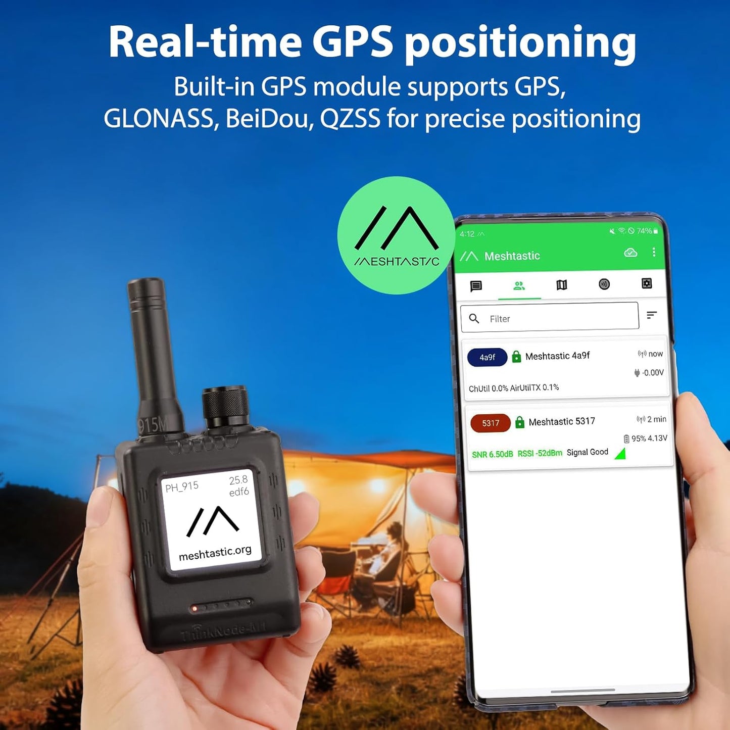 ELECROW LoRa Meshtastic Transceiver with GPS and nRF52840 - ThinkNode M1 with 1.54" EPD Screen and Case, SX1262 Wireless Module 915MHz, 1200mAh Battery for Meshtastic