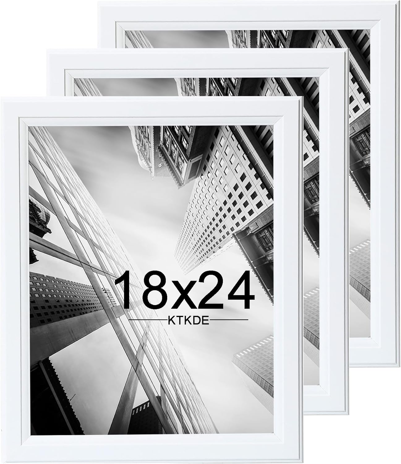 KTKDE Studio Gallery 18x24 Frame Set of 3, White Wooden frames Display Poster, Posters & Art Prints for Artwork Wall Vertical or Horizontal Display best gift