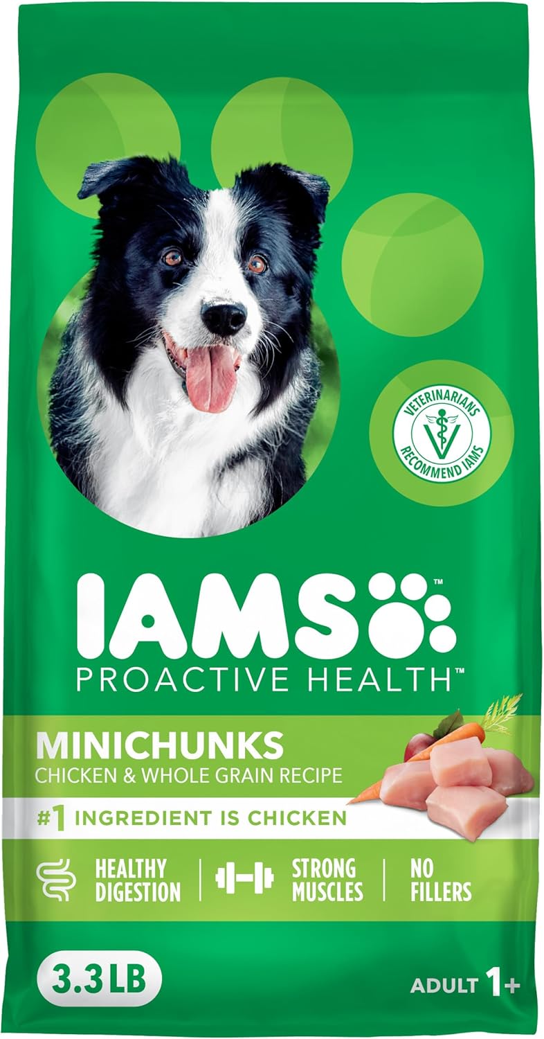 IAMS Proactive Health Adult Minichunks Dry Dog Food Chicken & Whole Grain Recipe, 3.3 lb. Bag