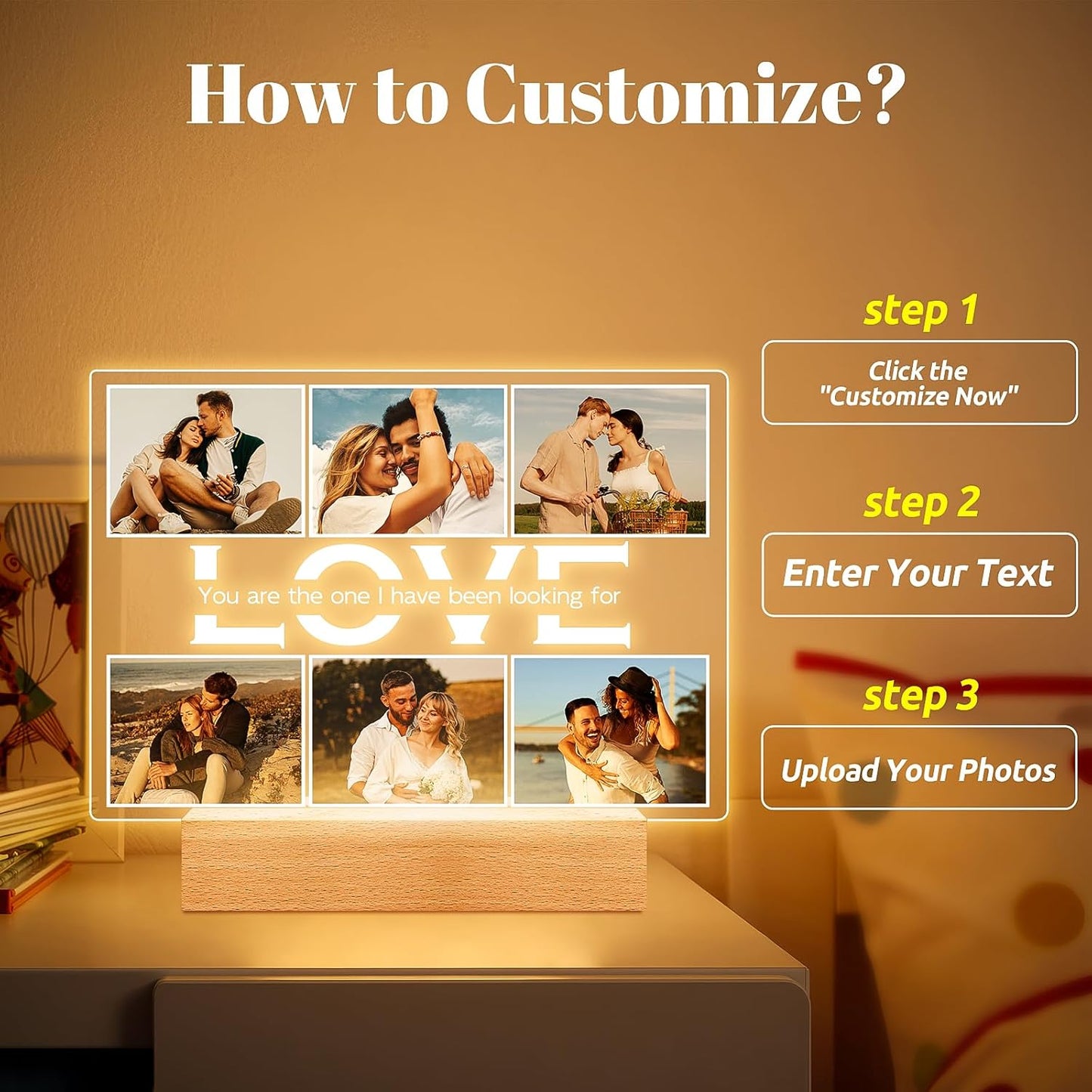 Custom Picture Frames, Personalized Photo Frame, Customized Picture Frame, Personalized Anniversary Valentines Day Gifts for Women Men Her Him Girlfriend Boyfriend Couple Wife Husband
