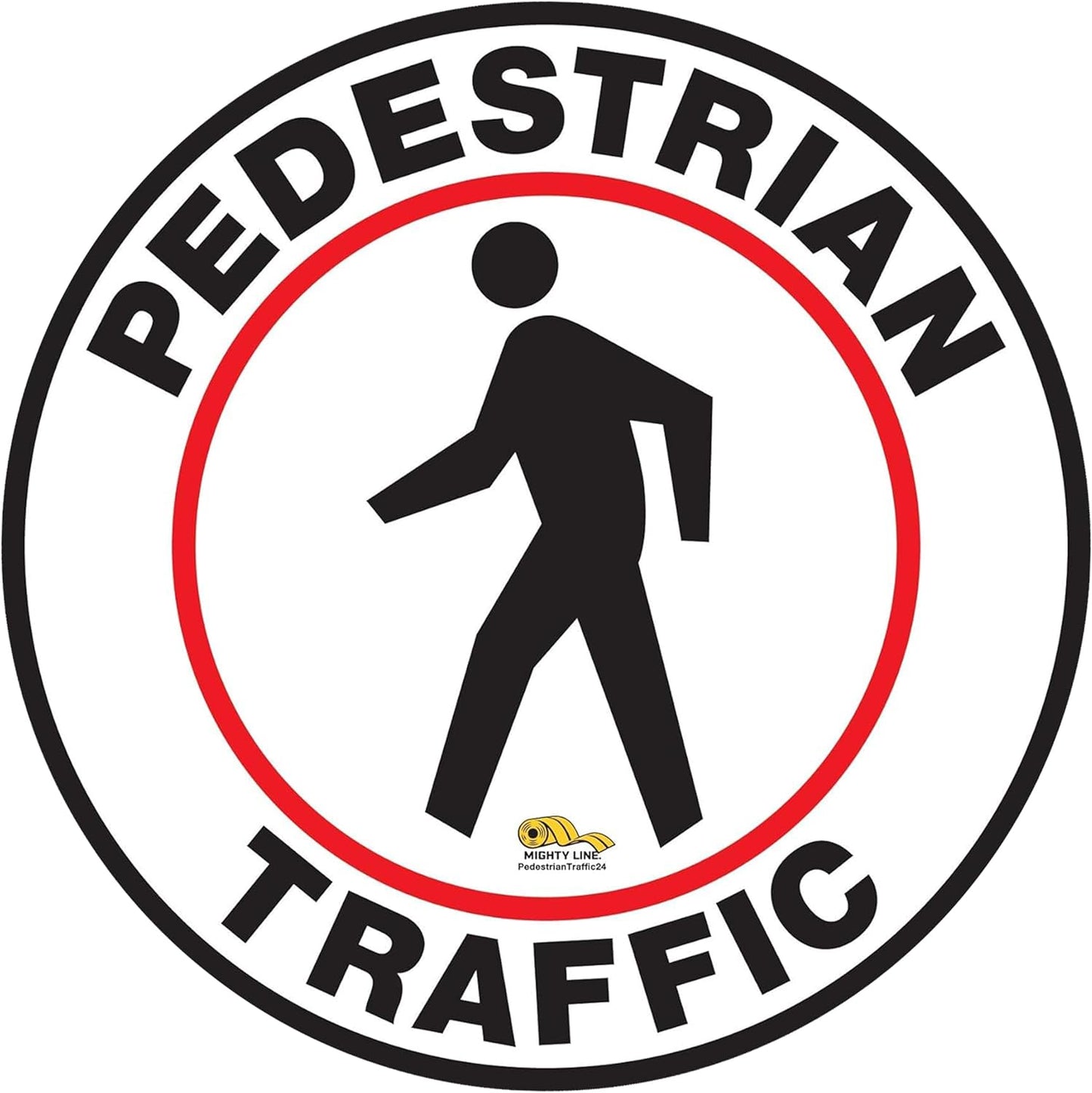 Mighty Line Pedestrian Traffic Crossing Walkway Floor Sign for Safety, Caution, Warning, Heavy-Duty, Peel and Stick, Adhesive, Industrial Quality, 12"