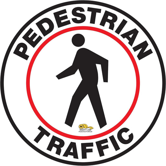 Mighty Line Pedestrian Traffic Crossing Walkway Floor Sign for Safety, Caution, Warning, Heavy-Duty, Peel and Stick, Adhesive, Industrial Quality, 24"