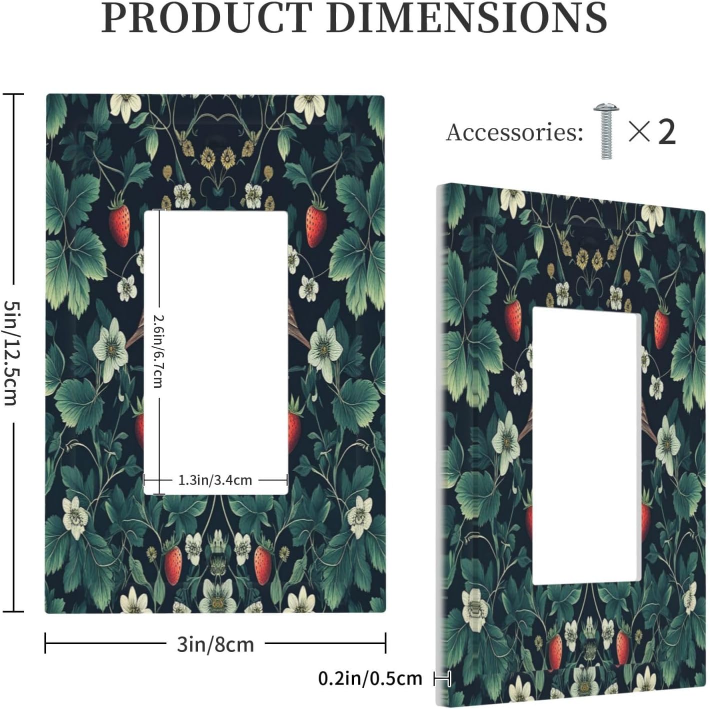 Decorative Outlet Covers Strawberry Birds Flowers Plant Morris Floral 1 Gang Single Rocker Light Switch Cover Plate Wall Plates GFCI Faceplate for Bedroom Farmhouse Decor