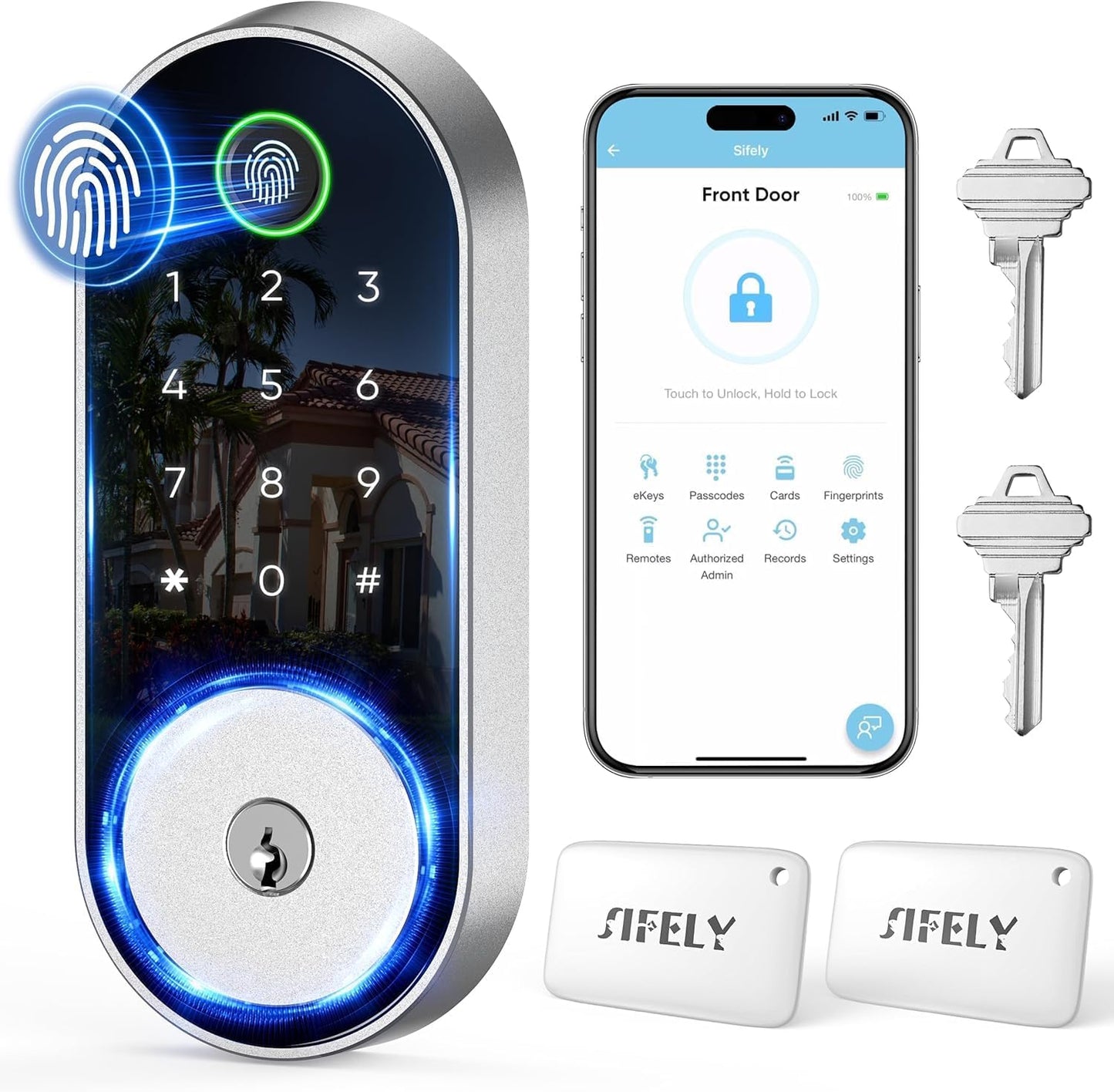 Bluetooth Fingerprint Smart Deadbolt Lock with Keypad – Fits Most US Doors, DIY Install, Keyless Entry: Code, FOB, Auto-Lock. Ideal for Home, Airbnb & Rental, Kids & Seniors. Alexa & Google Compatible